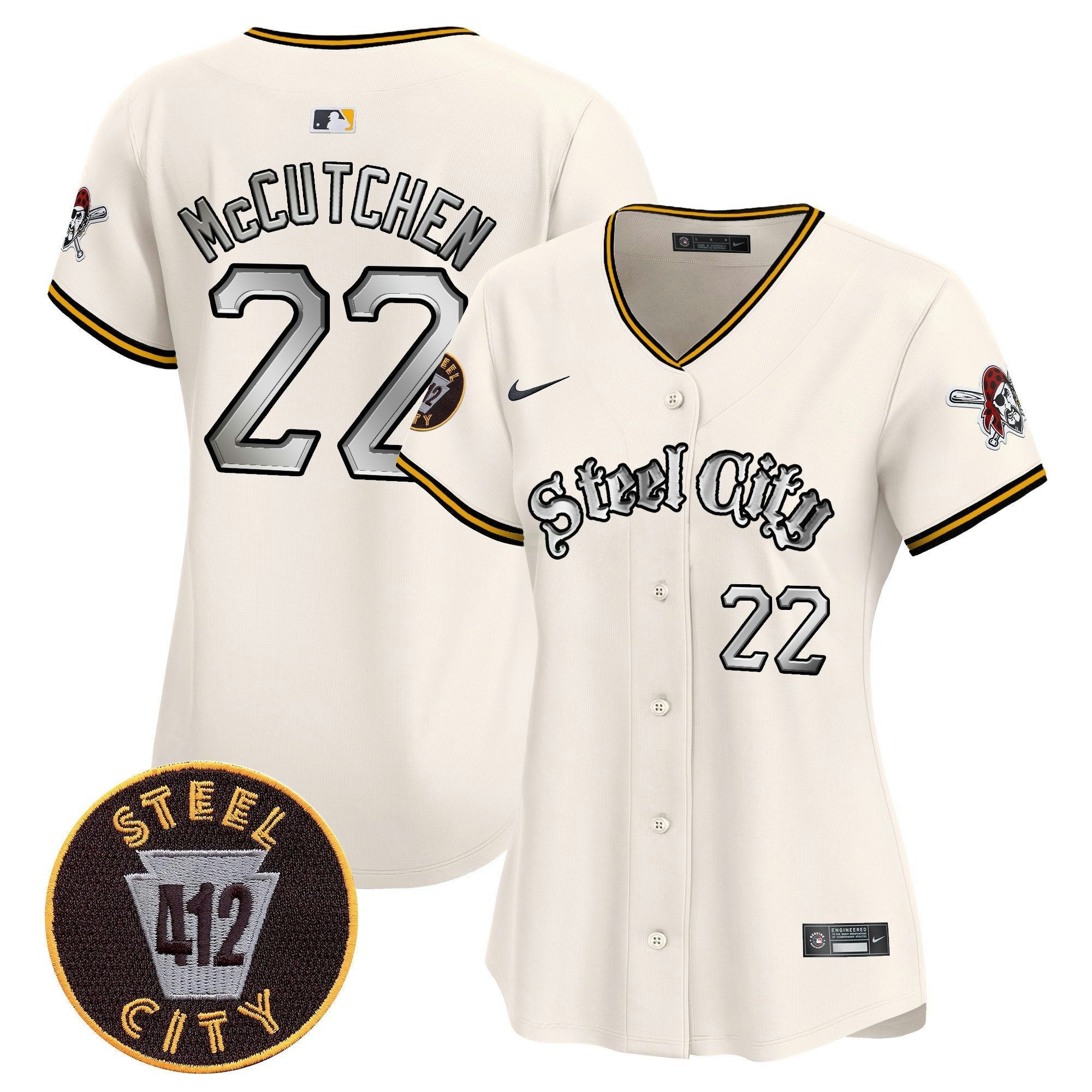 Camisa MLB Women’s Pittsburgh 412 Patch Vapor Premier Limited Jersey V2
