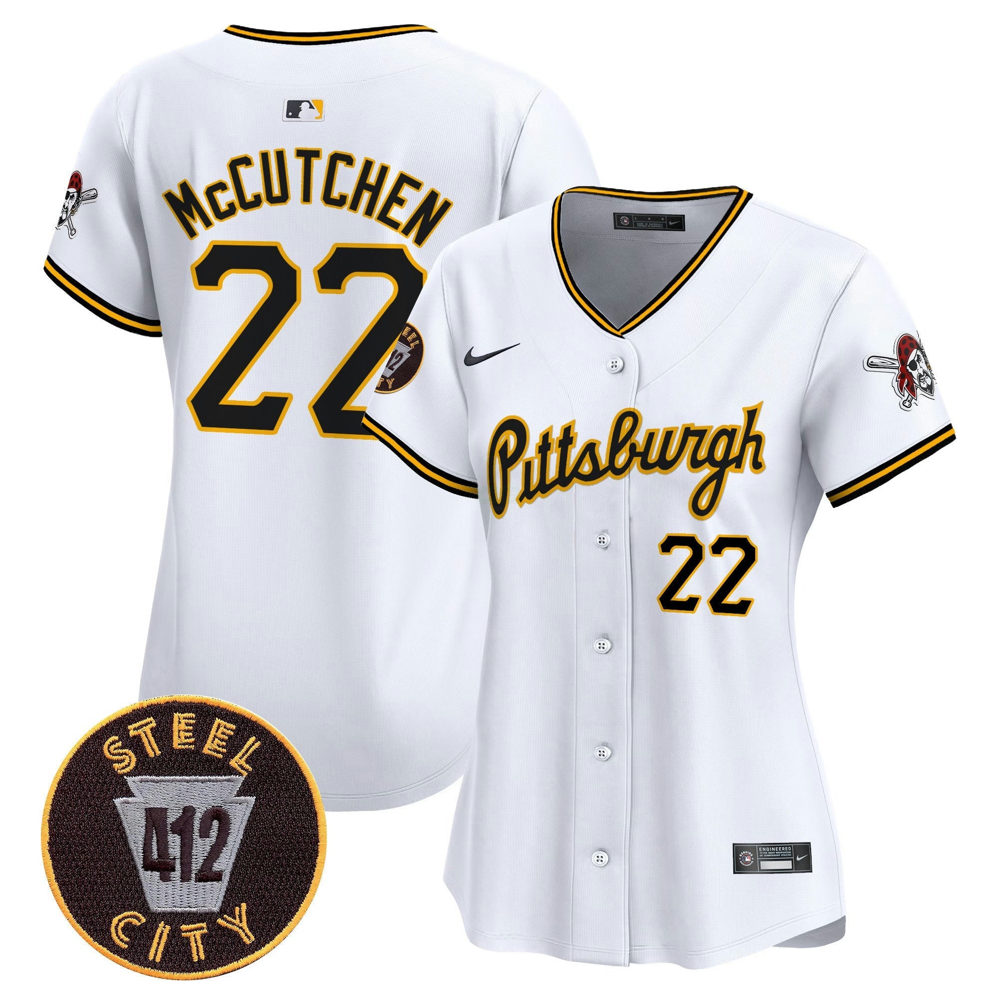 Camisa MLB Women’s Pittsburgh 412 Patch Vapor Premier Limited Jersey V4