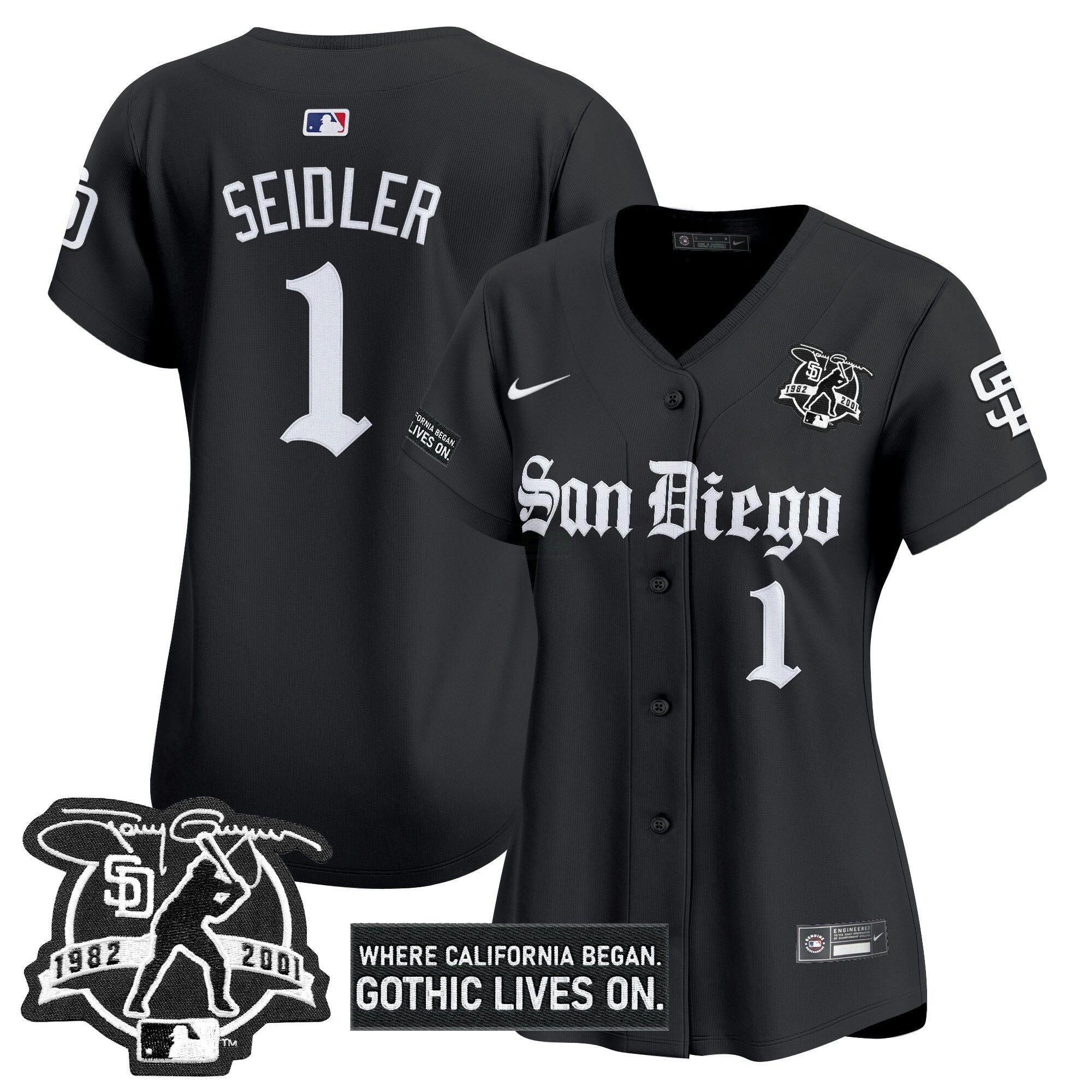 Camisa MLB Women’s San Diego ‘Gothic Edition’ Vapor Premier Limited Jersey