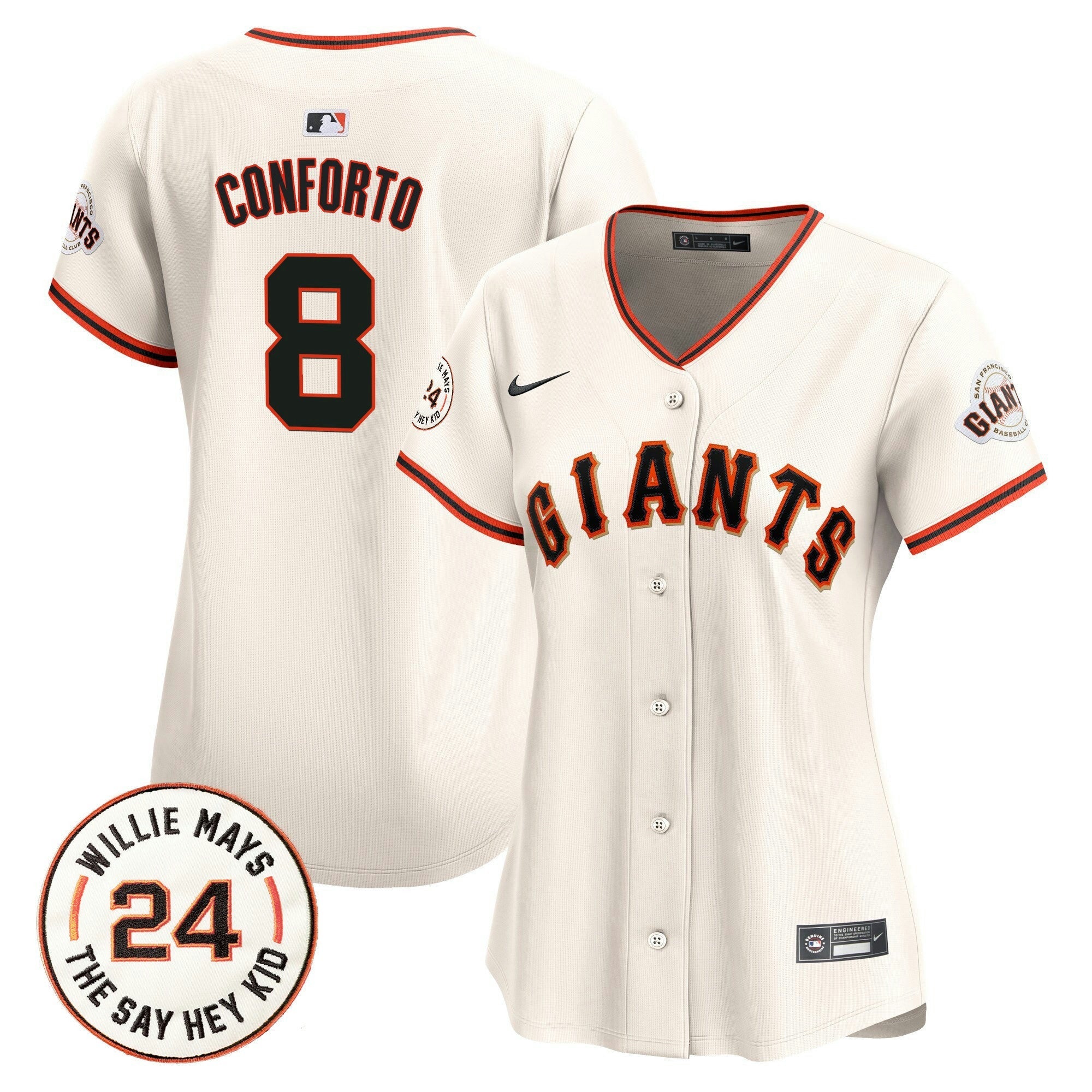Camisa MLB Women’s San Francisco 2024 Willie Mays Patch Vapor Premier Limited Jersey