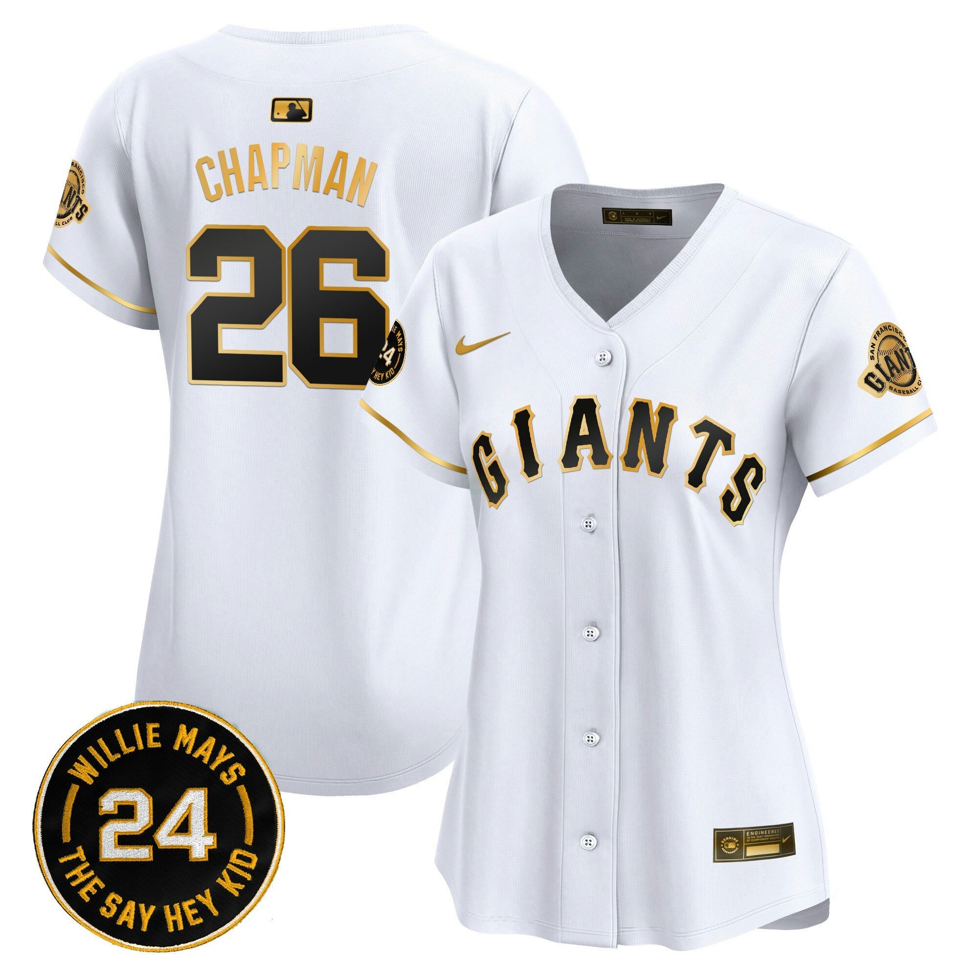 Camisa MLB Women’s San Francisco 2024 Willie Mays Patch Vapor Premier Limited Jersey