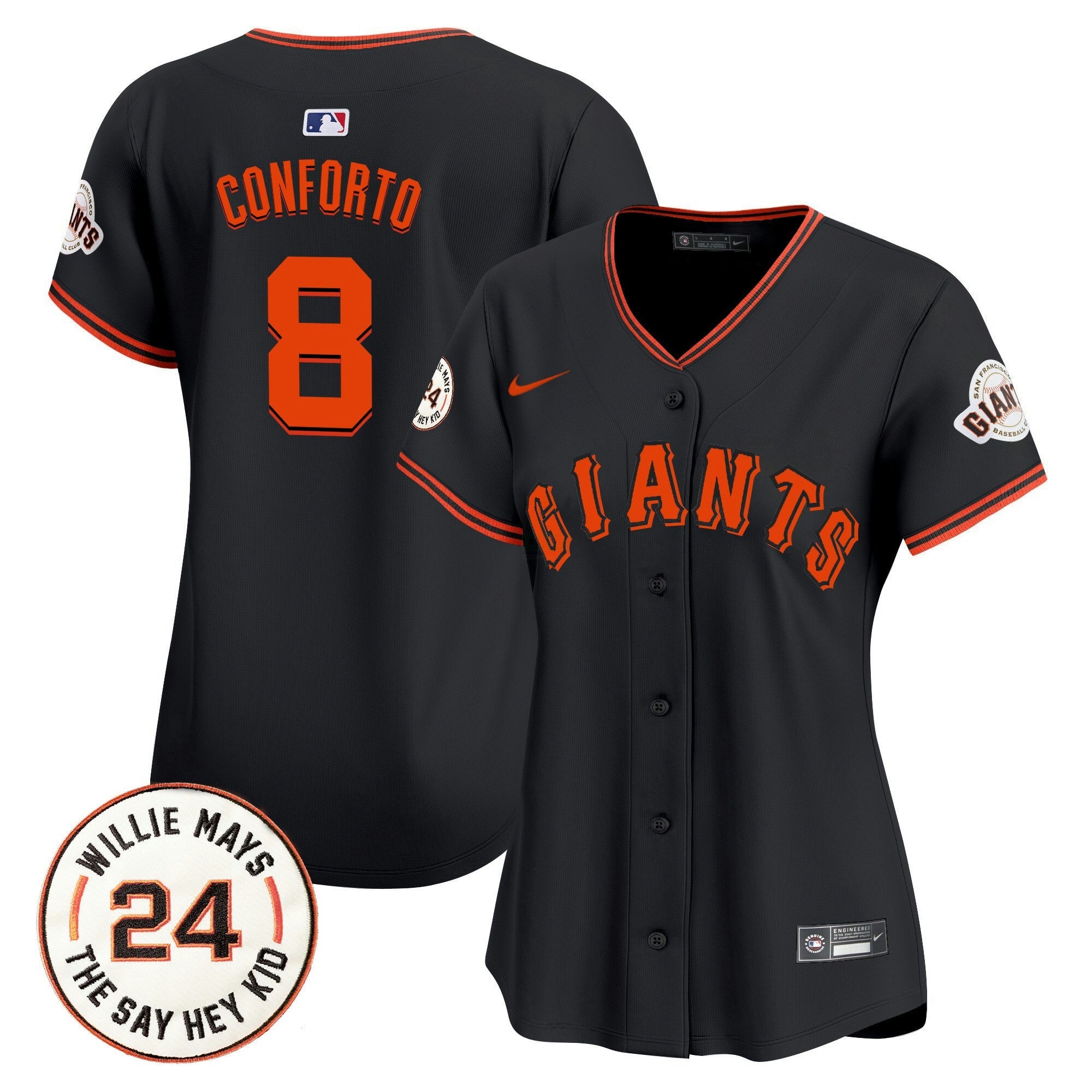 Camisa MLB Women’s San Francisco 2024 Willie Mays Patch Vapor Premier Limited Jersey