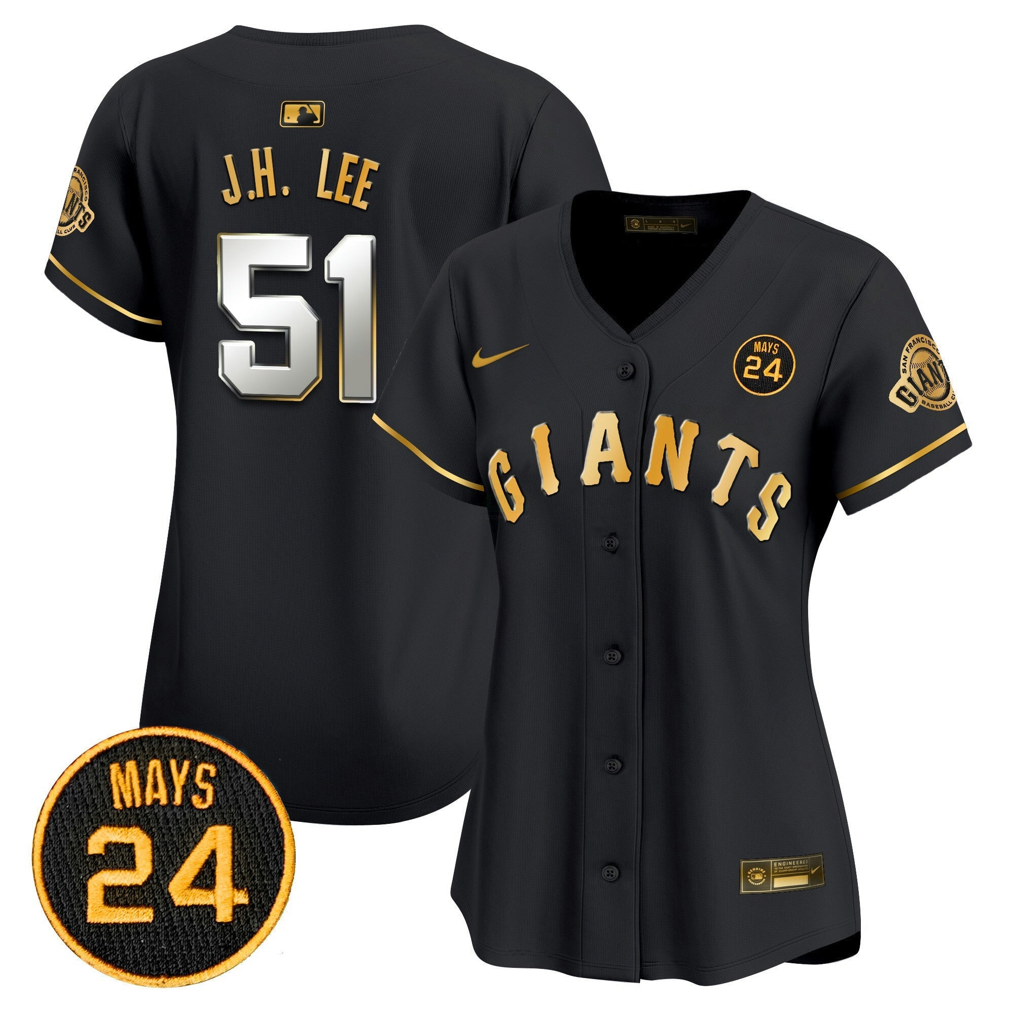 Camisa MLB Women’s San Francisco 2024 Willie Mays Patch Vapor Premier Limited Jersey V3