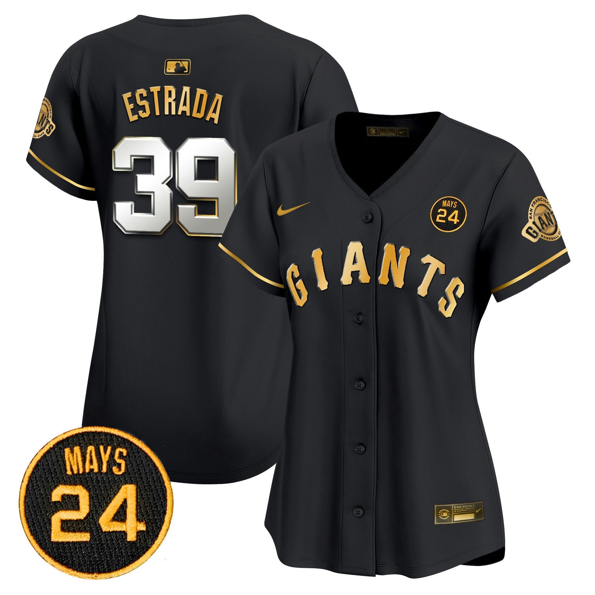 Camisa MLB Women’s San Francisco 2024 Willie Mays Patch Vapor Premier Limited Jersey V3
