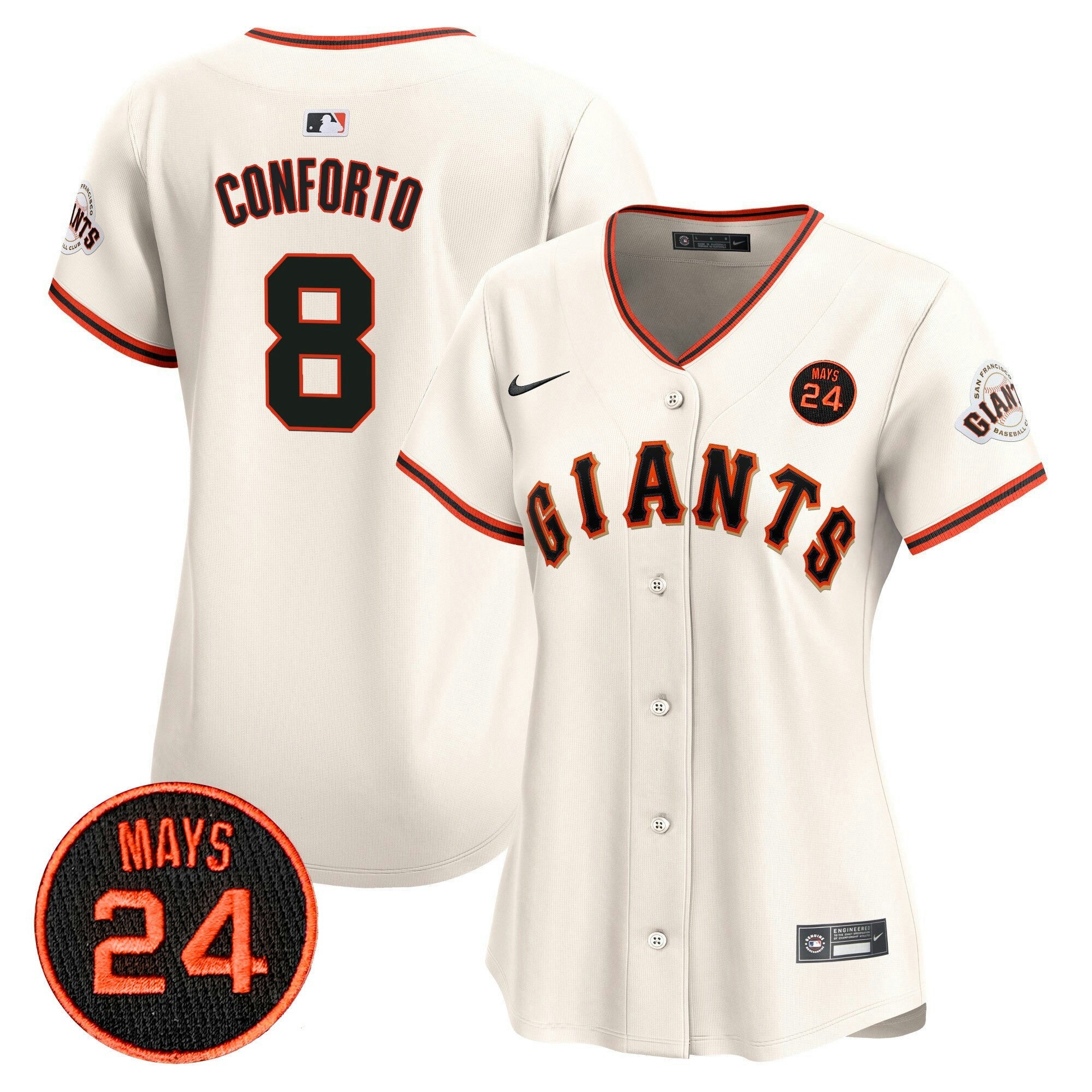 Camisa MLB Women’s San Francisco 2024 Willie Mays Patch Vapor Premier Limited Jersey V3