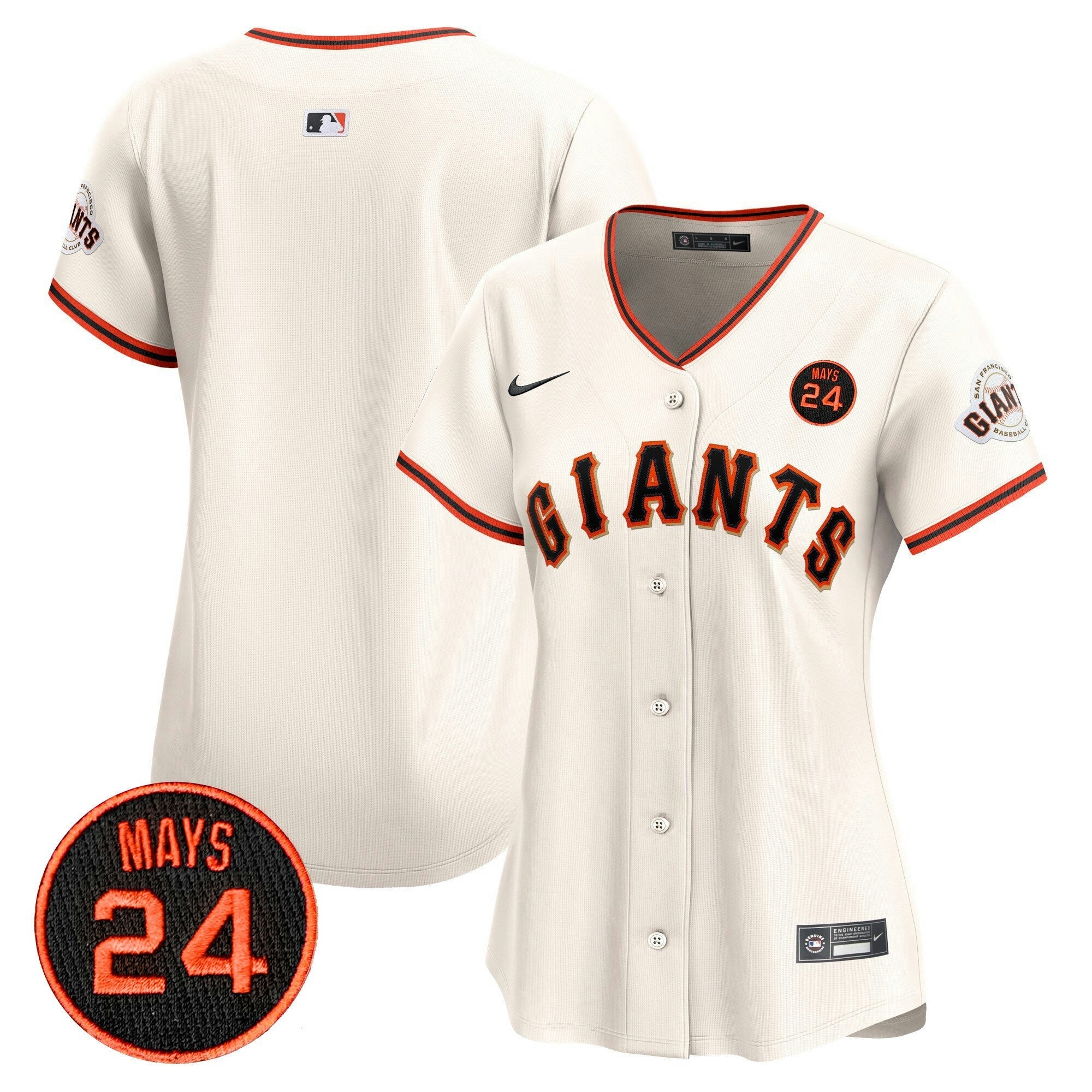 Camisa MLB Women’s San Francisco 2024 Willie Mays Patch Vapor Premier Limited Jersey V3