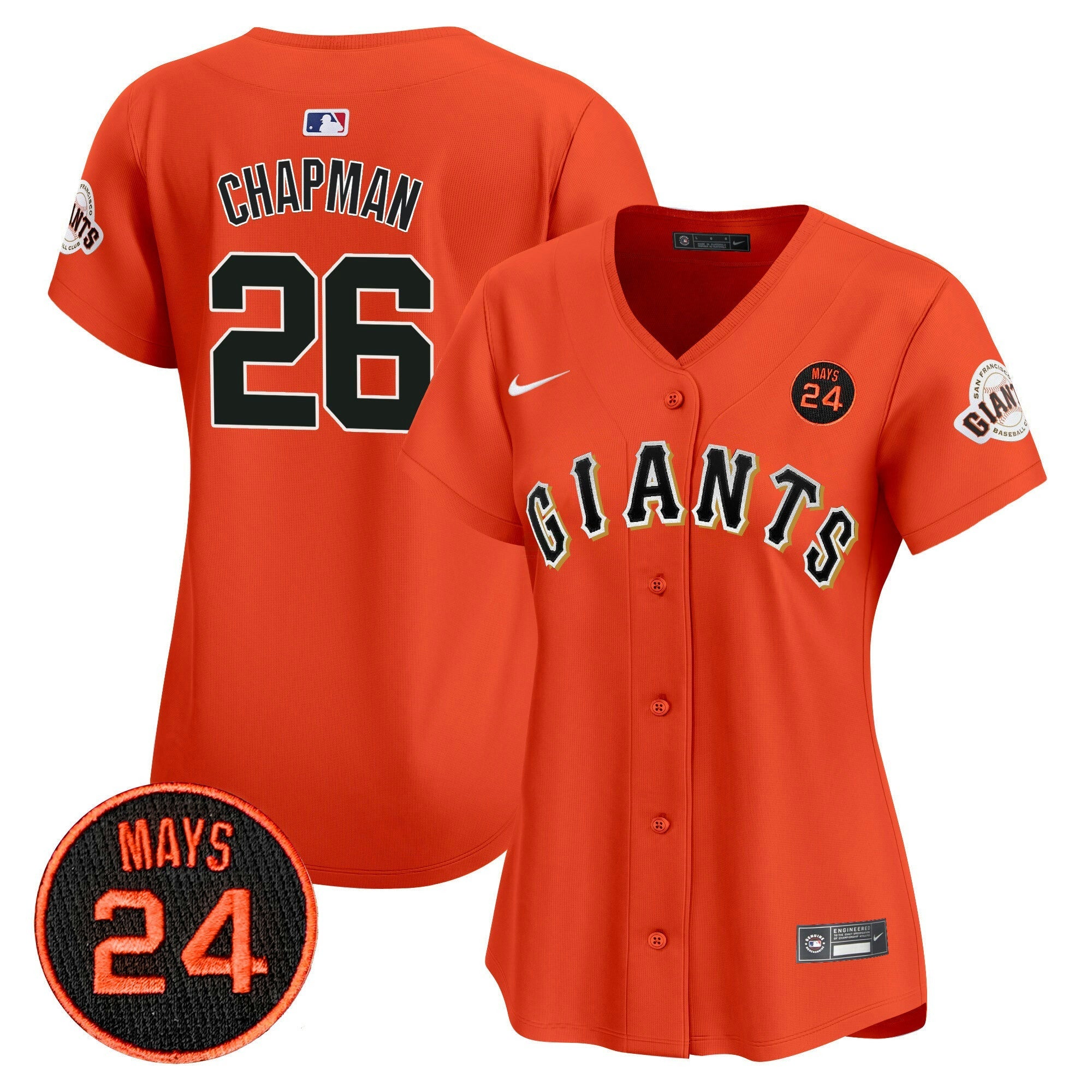 Camisa MLB Women’s San Francisco 2024 Willie Mays Patch Vapor Premier Limited Jersey V3