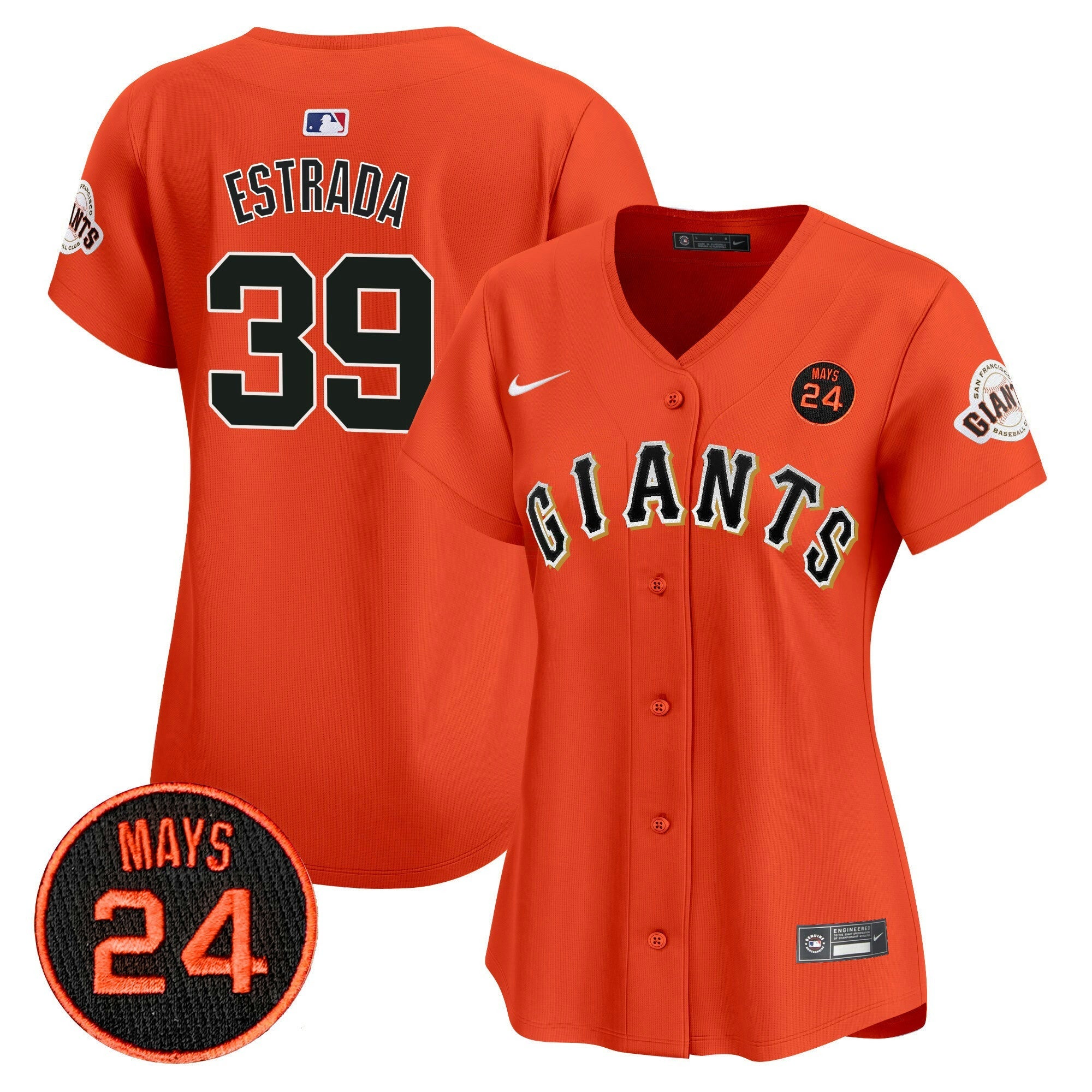 Camisa MLB Women’s San Francisco 2024 Willie Mays Patch Vapor Premier Limited Jersey V3