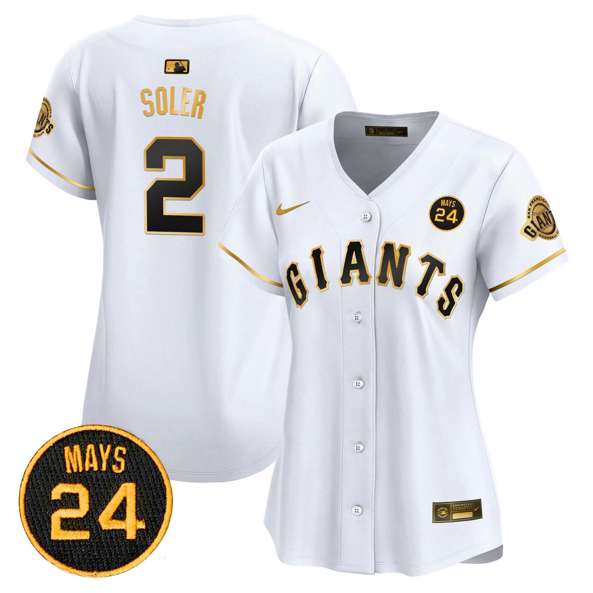 Camisa MLB Women’s San Francisco 2024 Willie Mays Patch Vapor Premier Limited Jersey V3