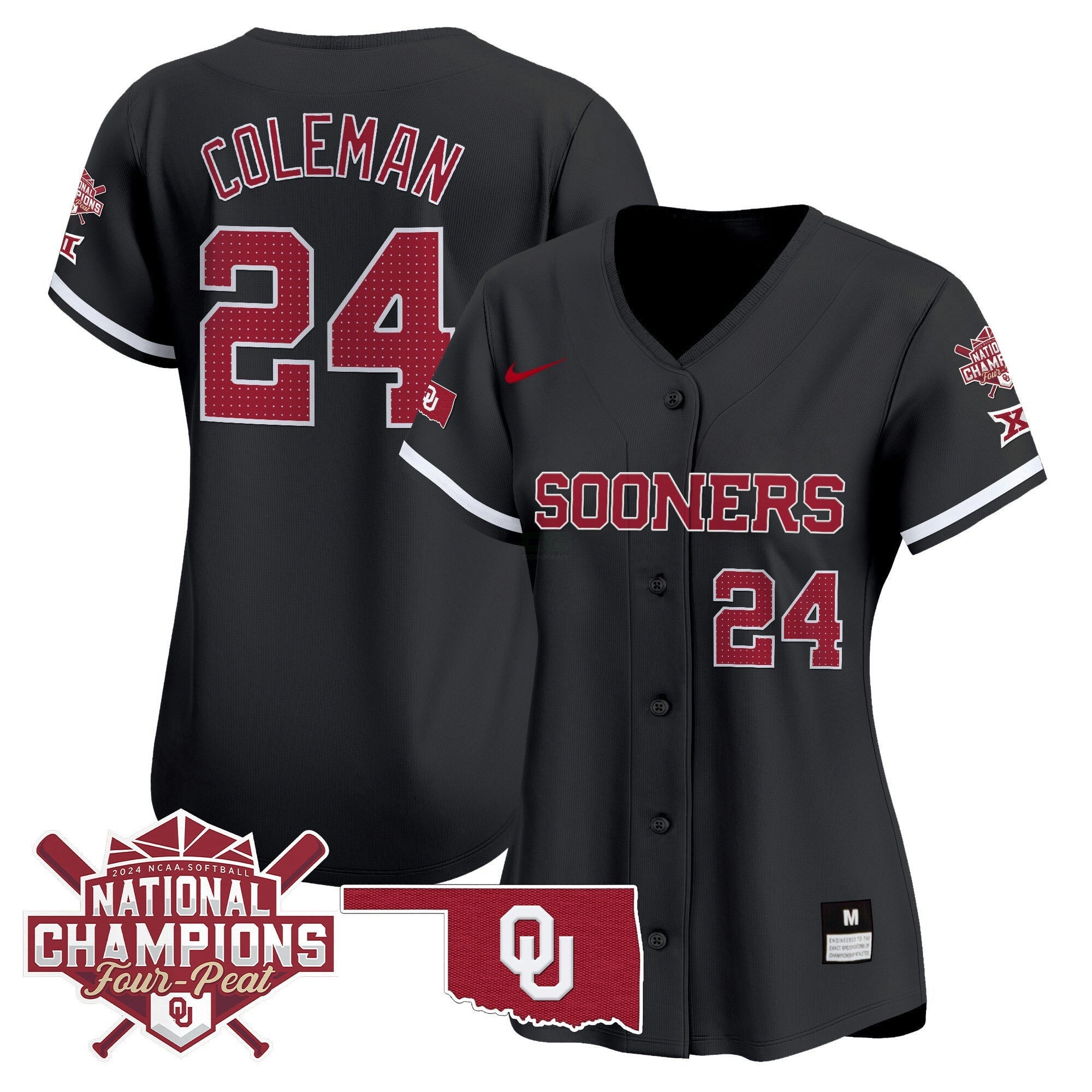 Camisa MLB Women’s size – Oklahoma Women’s Champions Patch Vapor Premier Limited Jersey V2