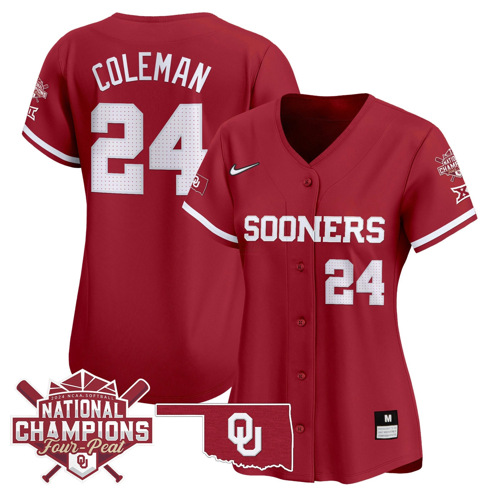 Camisa MLB Women’s size – Oklahoma Women’s Champions Patch Vapor Premier Limited Jersey V2