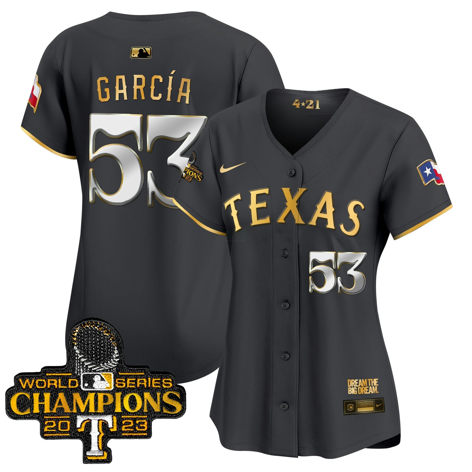 Camisa MLB Women’s Texas 2023 World Series Champions City Connect Vapor Premier Limited Jersey