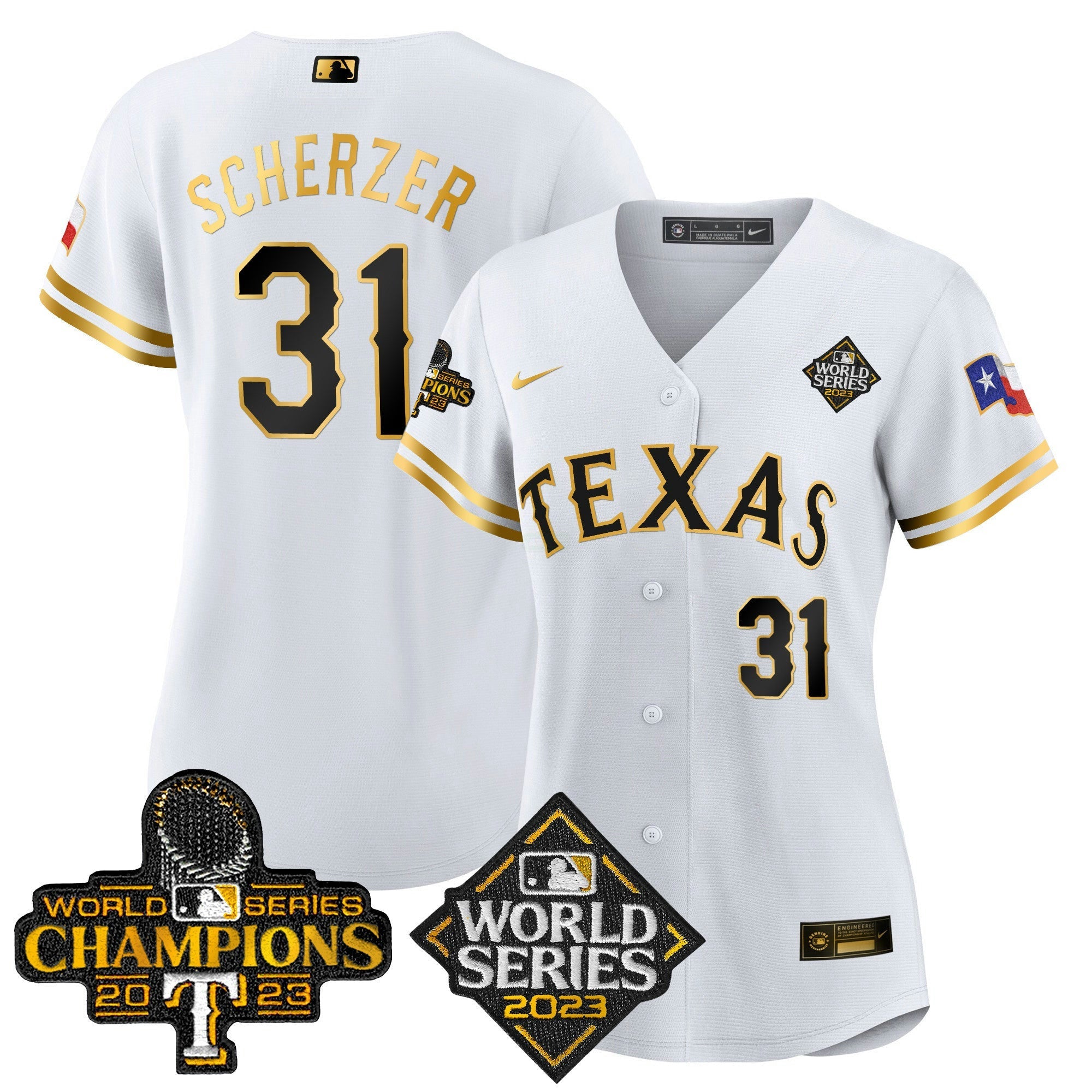Camisa MLB Women’s Texas 2023 World Series Champions Jersey V4