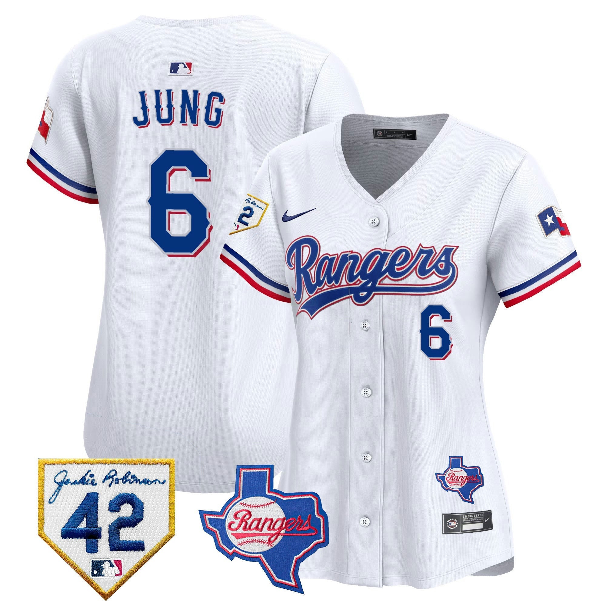 Camisa MLB Women’s Texas 2024 Jackie Robinson Patch Vapor Premier Limited Jersey