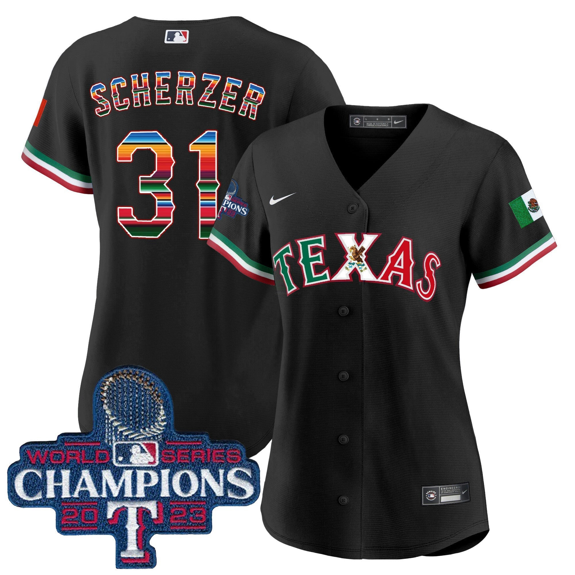 Camisa MLB Women’s Texas Mexico 2023 World Series Champions Jersey V2