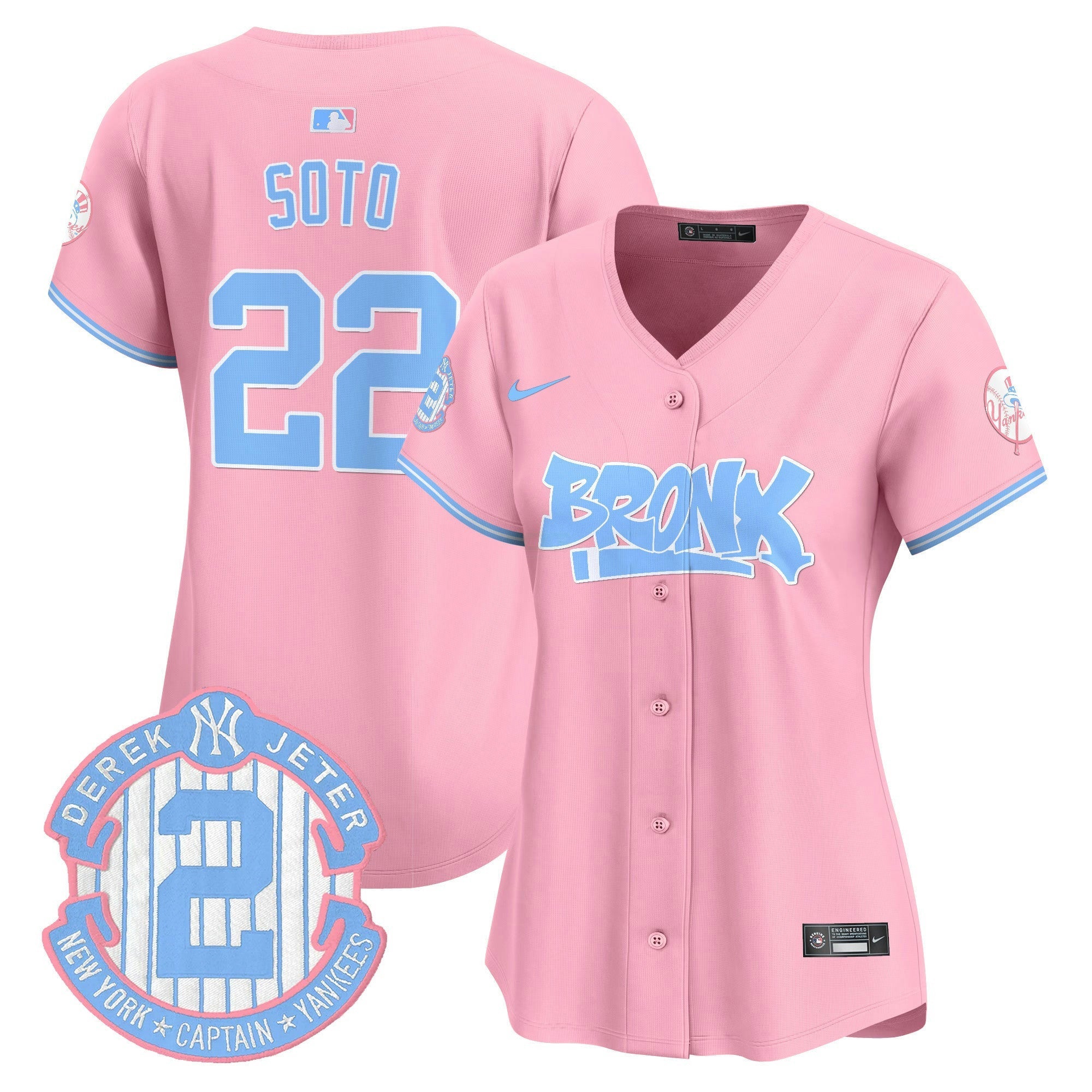 Camisa MLB Women’s The Bronx Graffiti Bubblegum Pink Vapor Premier Limited Jersey