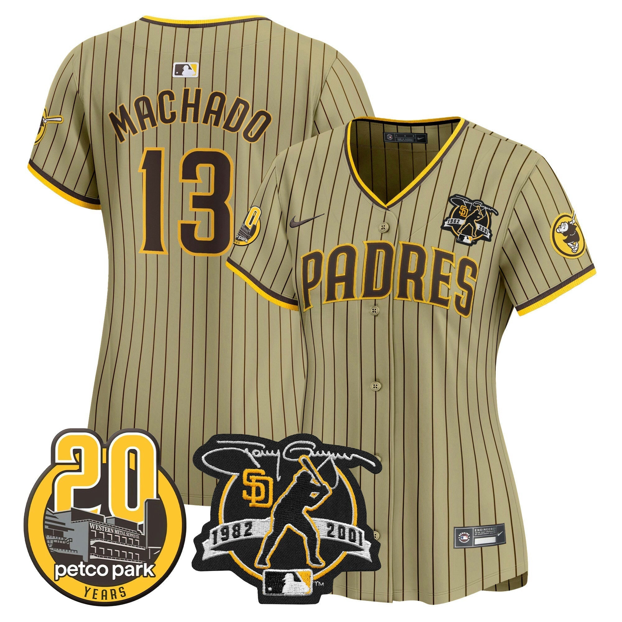 Camisa MLB Women’s Tony Gwynn & Petco Park 20th Patch Vapor Premier Limited Jersey