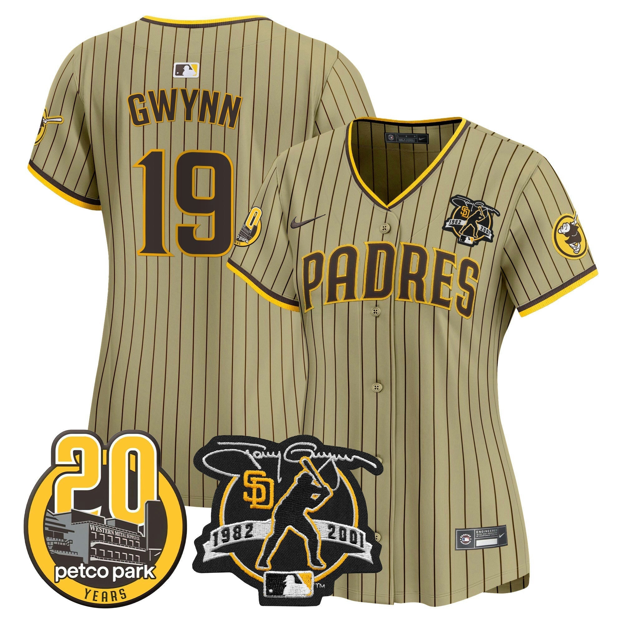 Camisa MLB Women’s Tony Gwynn & Petco Park 20th Patch Vapor Premier Limited Jersey
