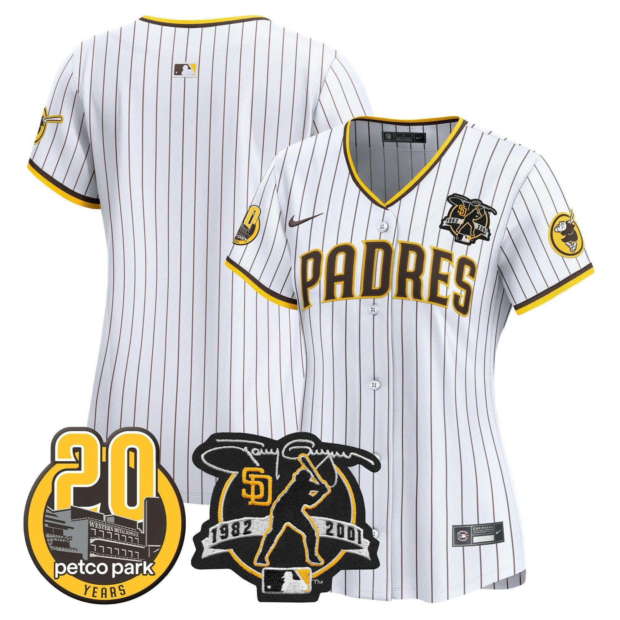 Camisa MLB Women’s Tony Gwynn & Petco Park 20th Patch Vapor Premier Limited Jersey