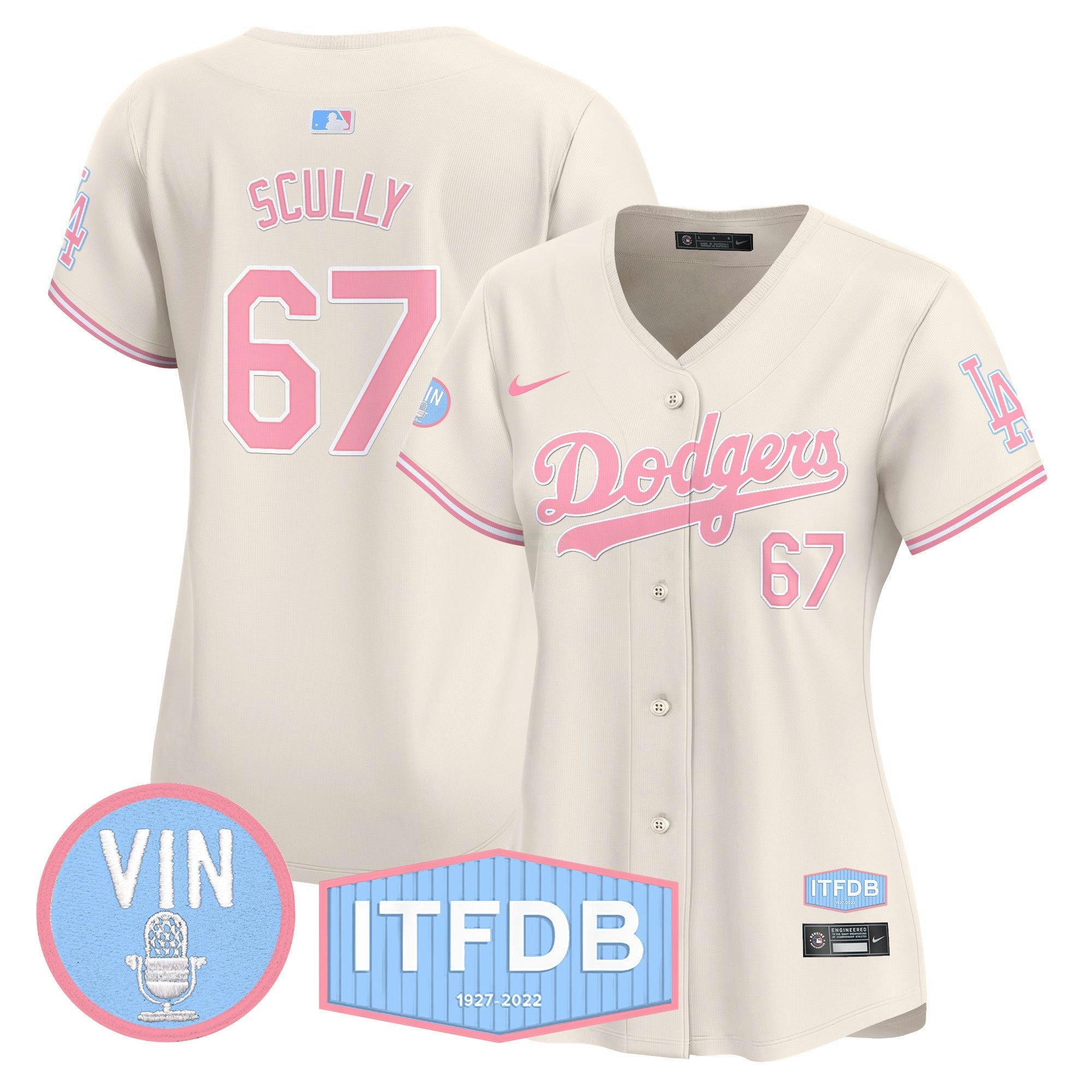 Camisa MLB Women’s Vin ITFDB Patch Bubblegum Pink Vapor Premier Limited Jersey
