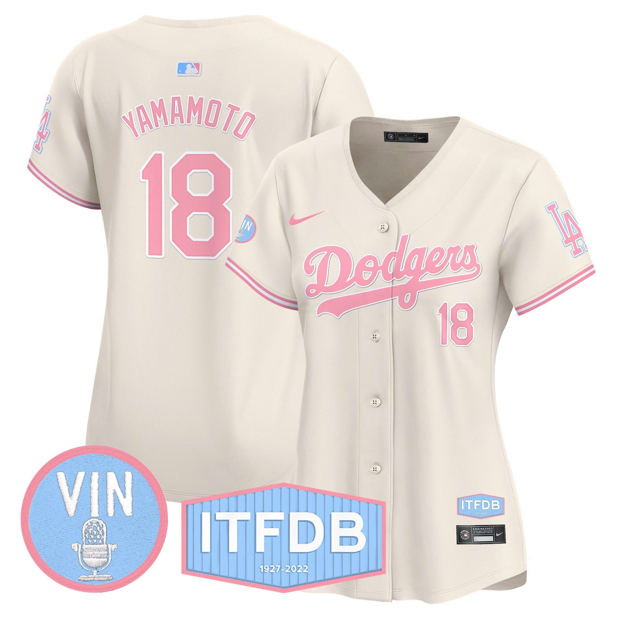 Camisa MLB Women’s Vin ITFDB Patch Bubblegum Pink Vapor Premier Limited Jersey