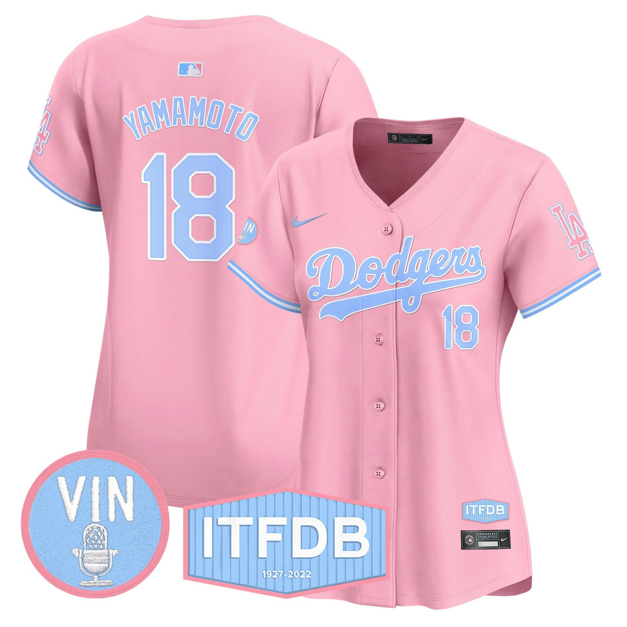 Camisa MLB Women’s Vin ITFDB Patch Bubblegum Pink Vapor Premier Limited Jersey
