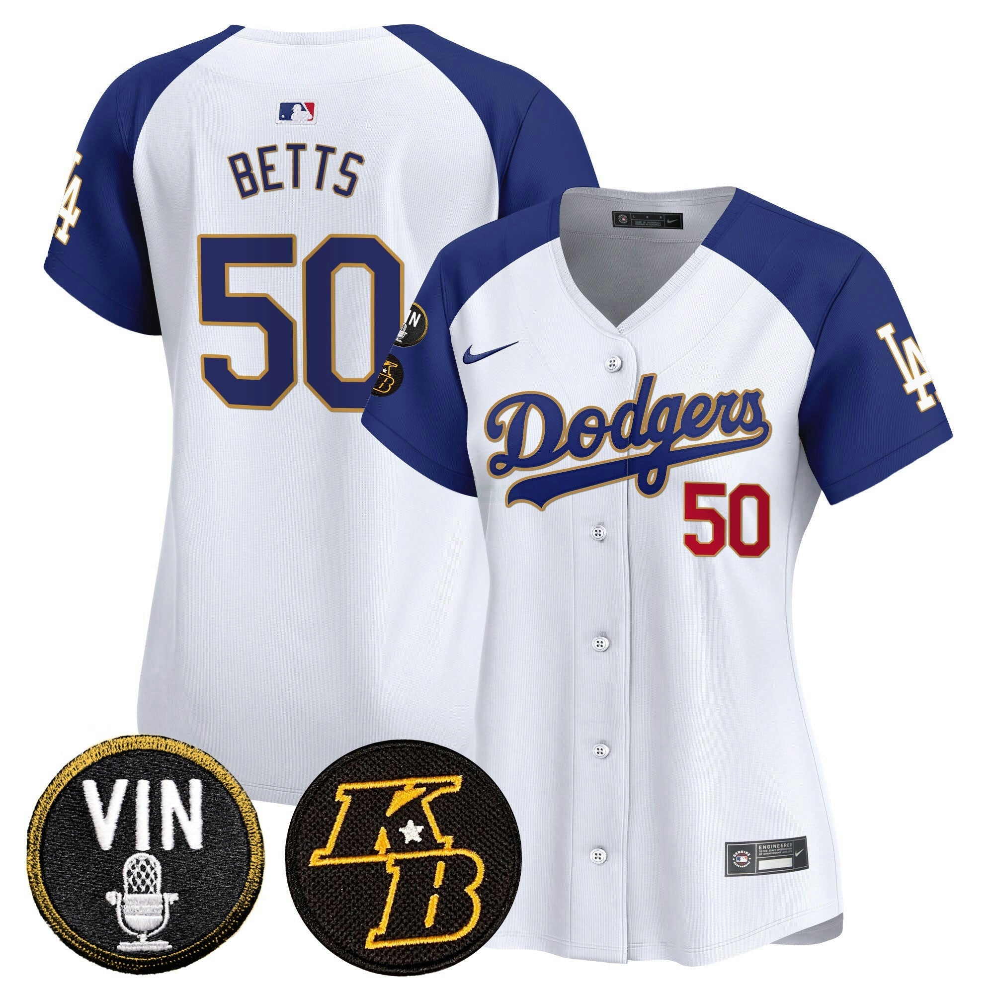 Camisa MLB Women’s Vin & Kobe Patch Dourada Trim Vapor Premier Limited Jersey