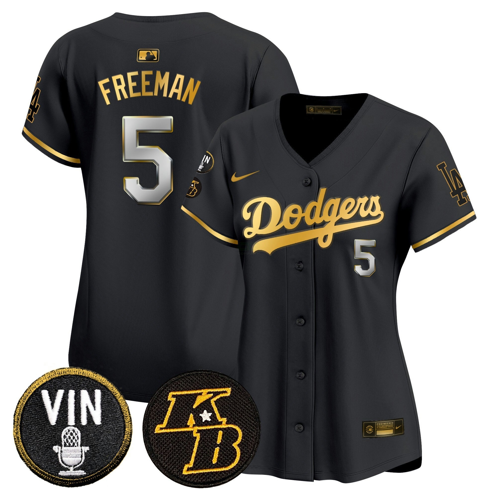 Camisa MLB Women’s Vin & Kobe Patch Dourada Trim Vapor Premier Limited Jersey