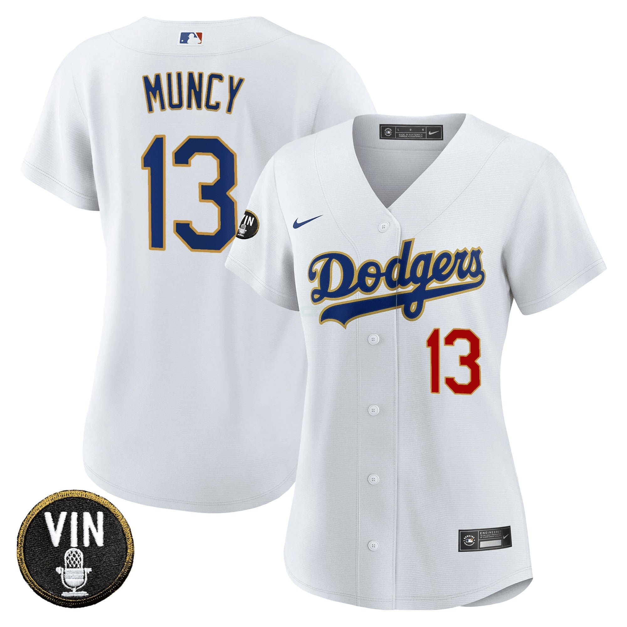 Camisa MLB Women’s Vin Scully Patch Dourada Trim Jersey