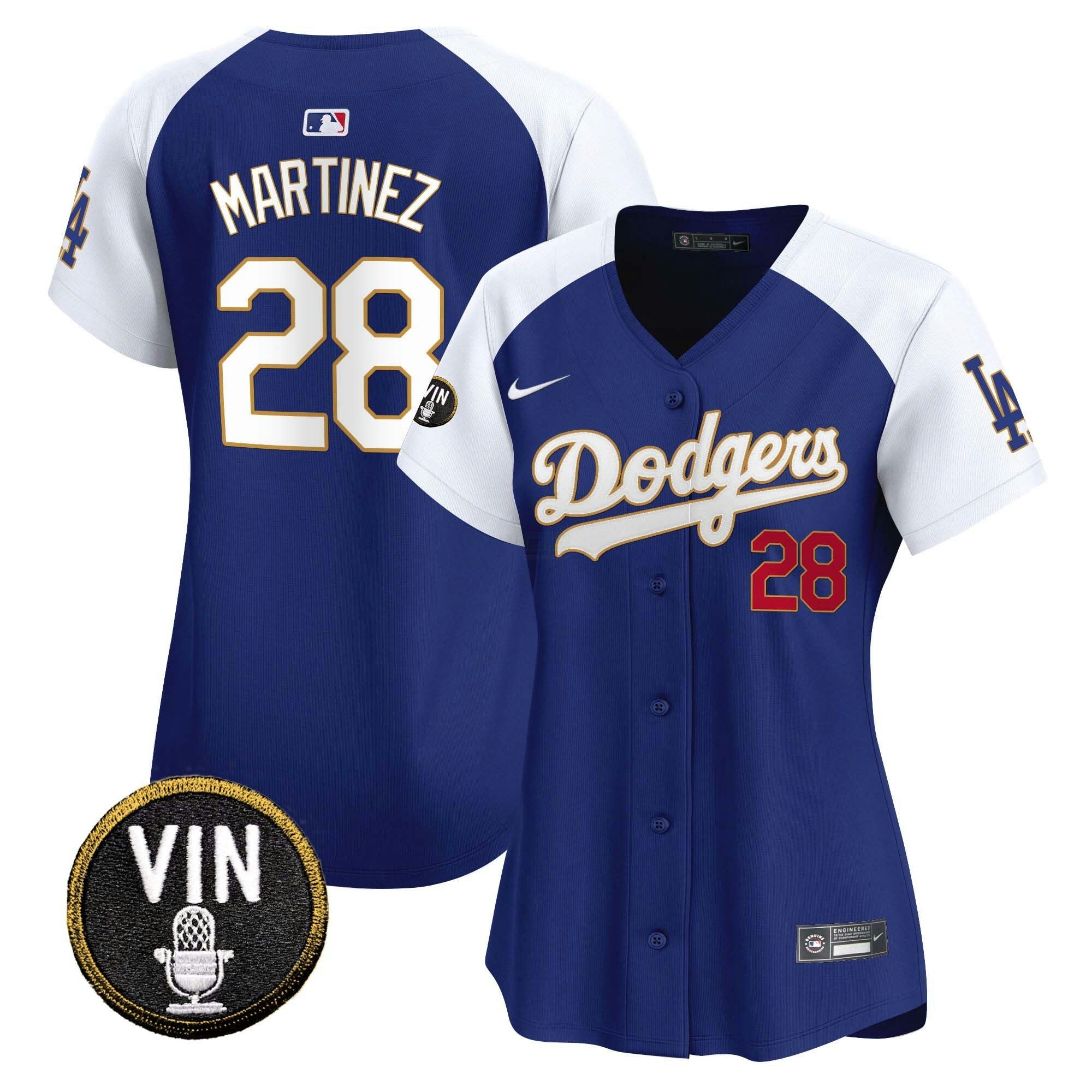 Camisa MLB Women’s Vin Scully Patch Dourada Trim Vapor Premier Limited Jersey
