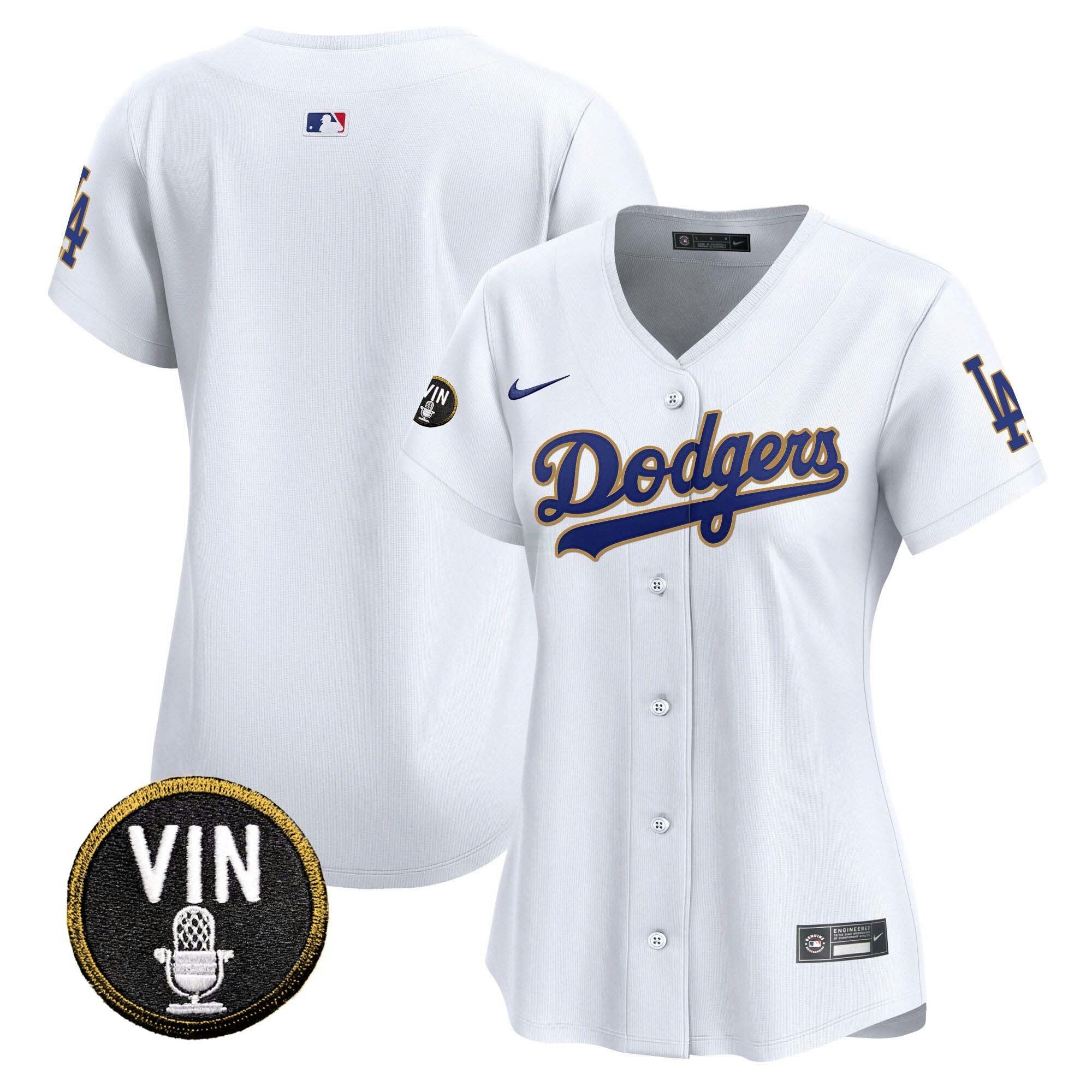 Camisa MLB Women’s Vin Scully Patch Dourada Trim Vapor Premier Limited Jersey