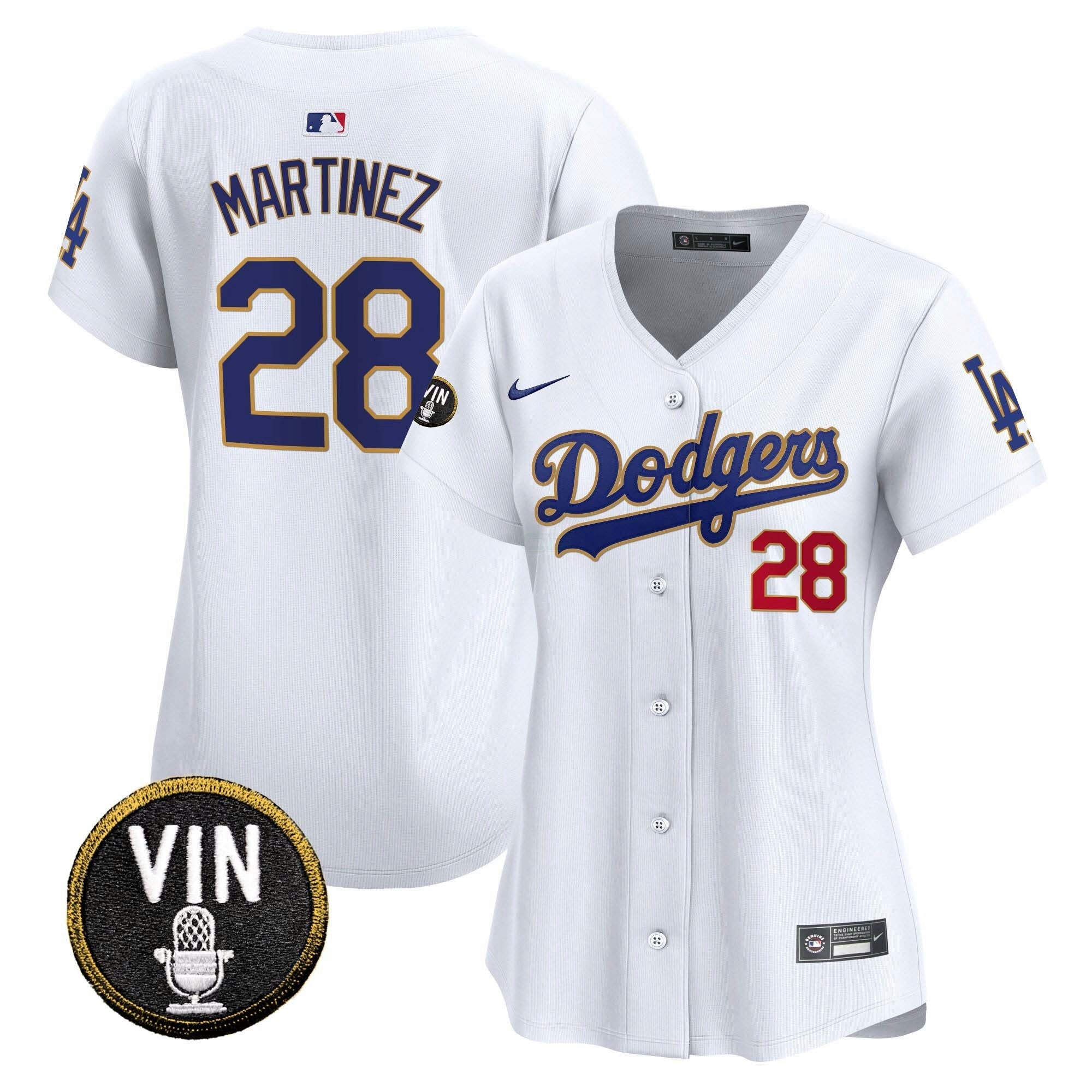 Camisa MLB Women’s Vin Scully Patch Dourada Trim Vapor Premier Limited Jersey