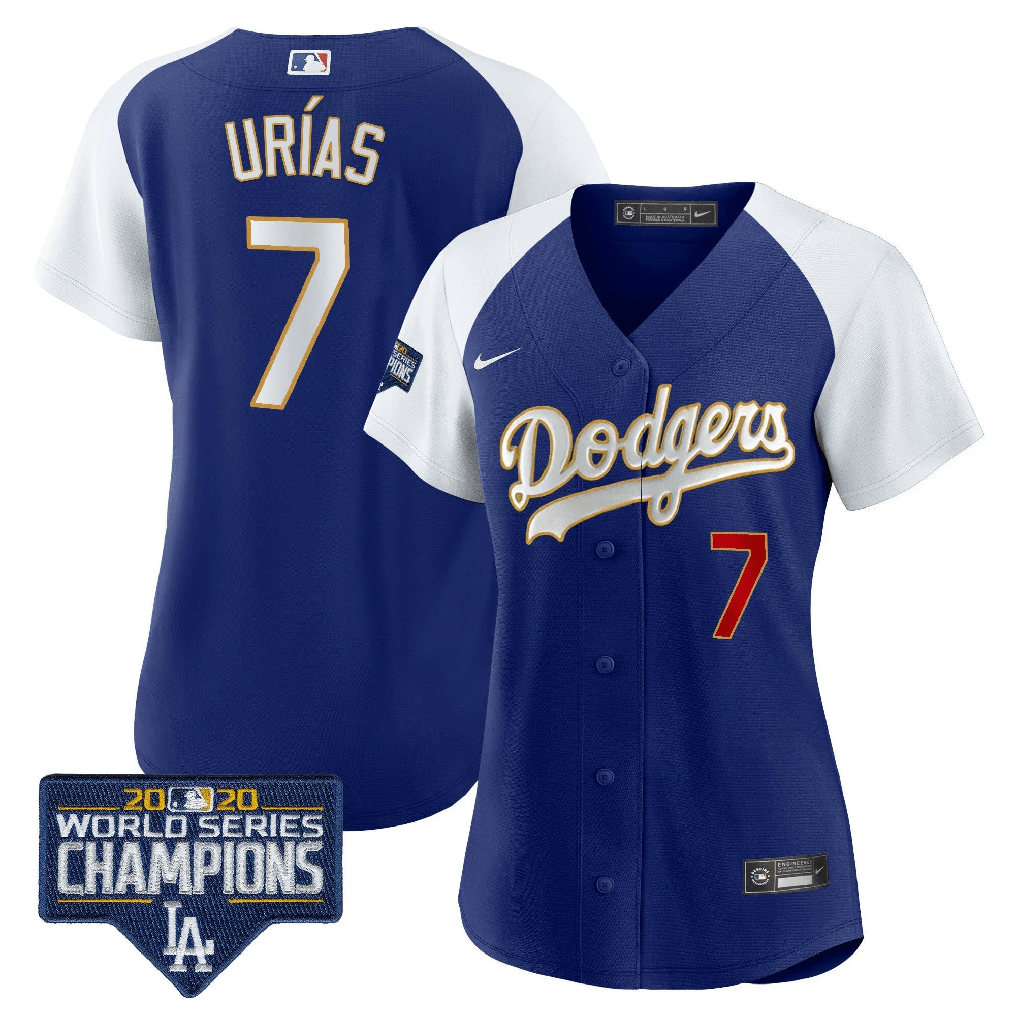 Camisa MLB Women’s World Series Champions Patch Dourada Trim Jersey