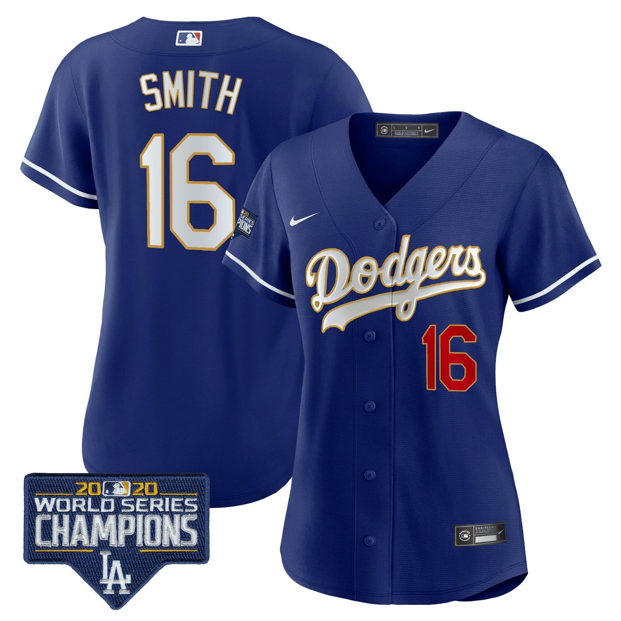 Camisa MLB Women’s World Series Champions Patch Dourada Trim Jersey