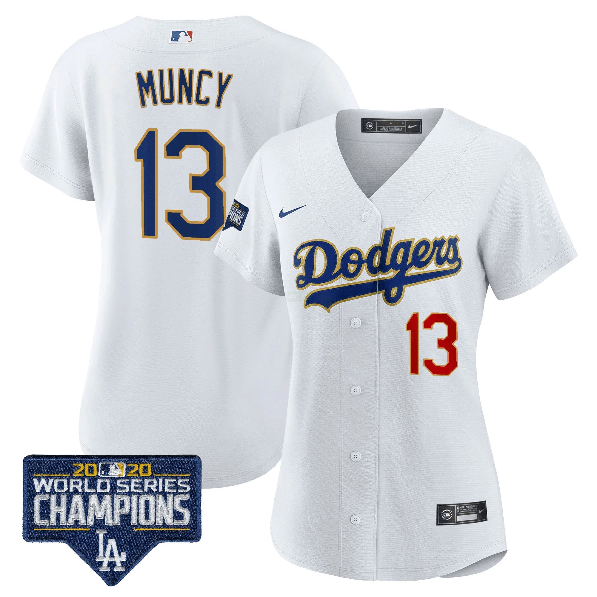 Camisa MLB Women’s World Series Champions Patch Dourada Trim Jersey