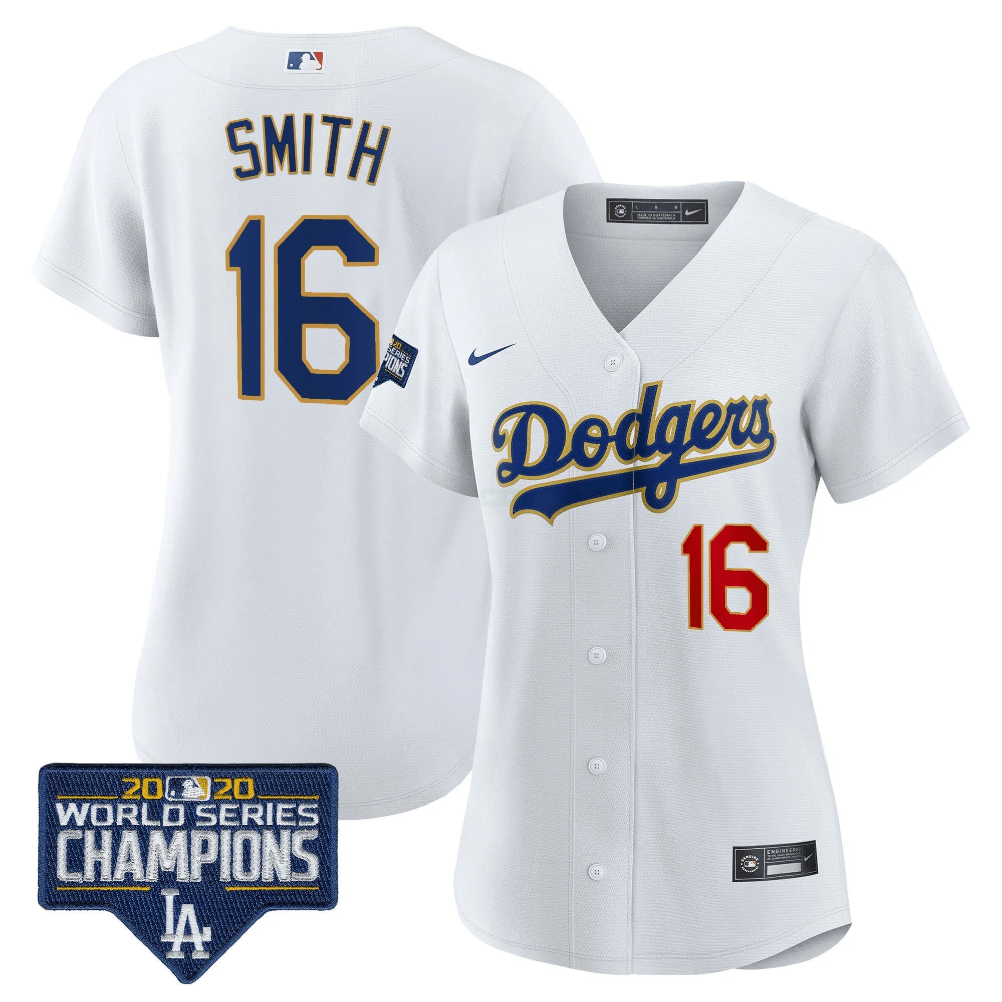 Camisa MLB Women’s World Series Champions Patch Dourada Trim Jersey