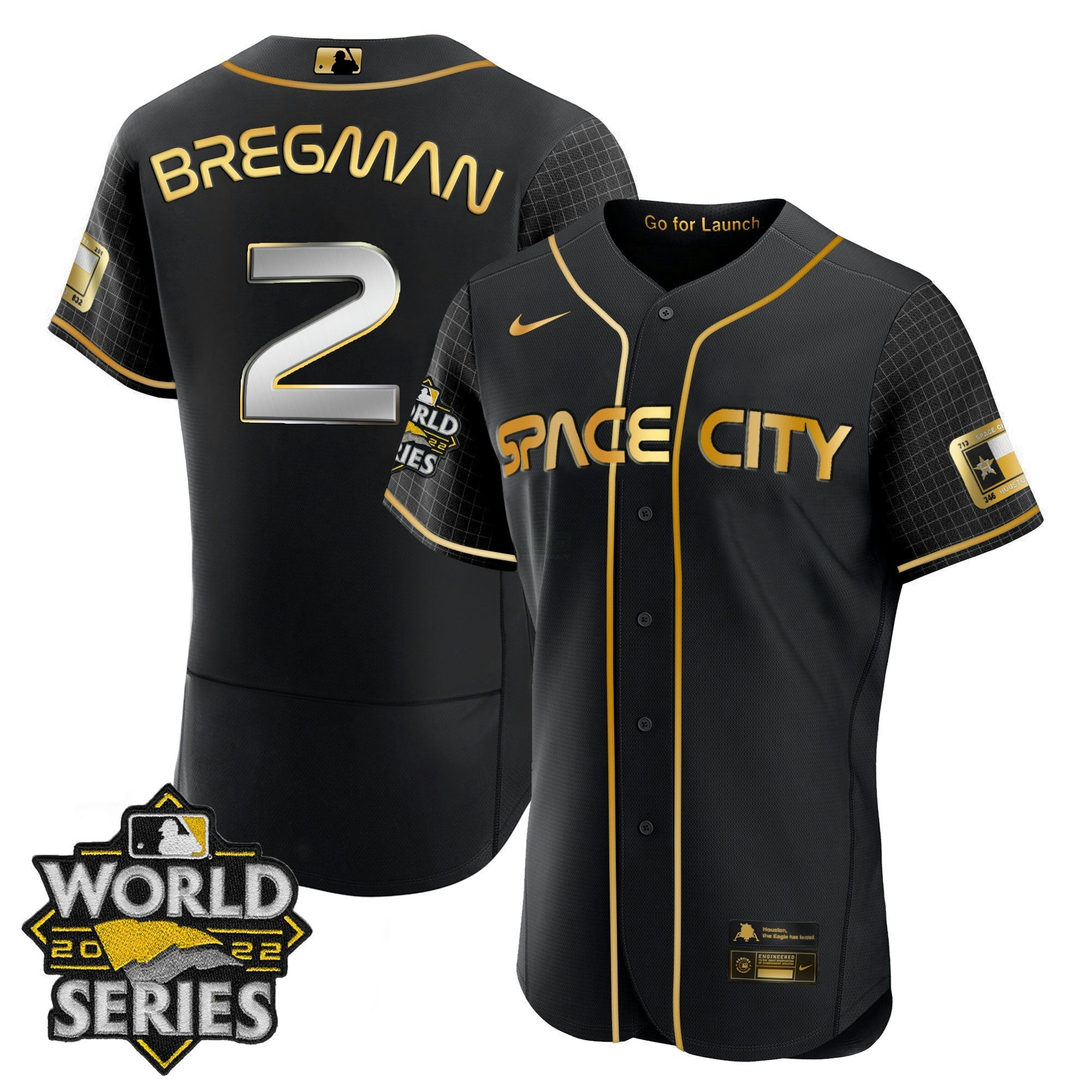 Camisa MLB Youth’s Houston Space City Dourada 2022 World Series Jersey