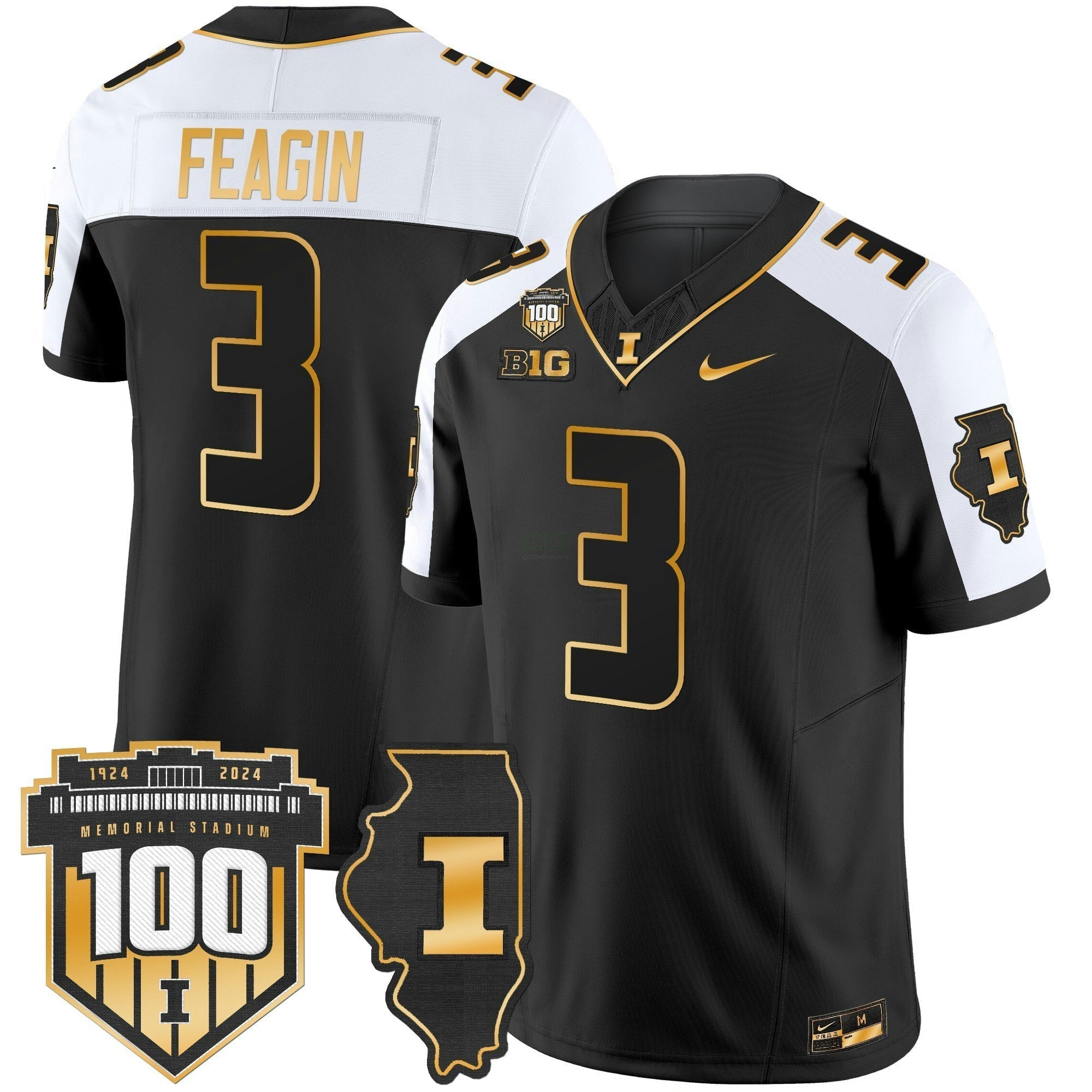Camisa NCAA 100th Memorial Stadium Patch Dourada Vapor Limited Jersey