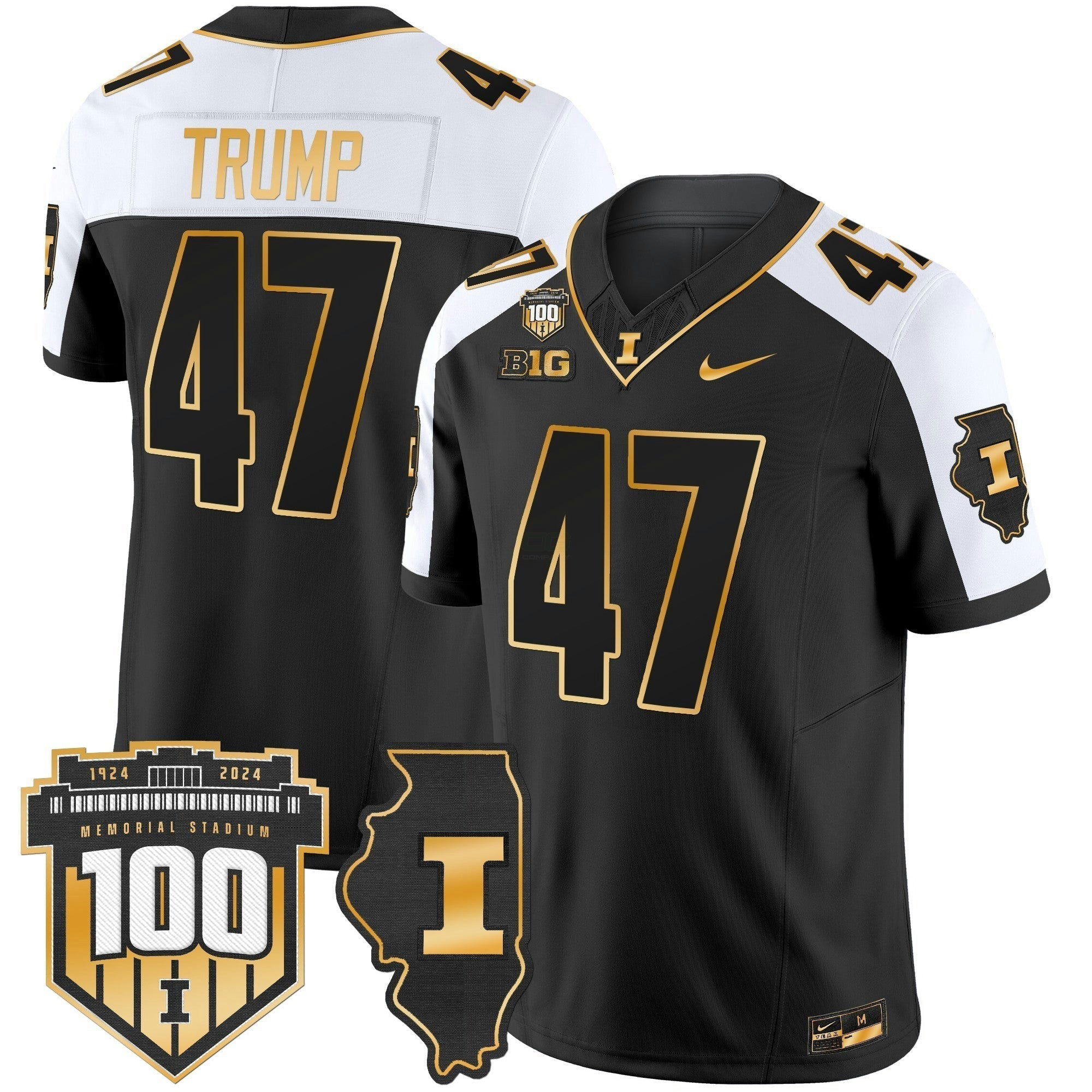 Camisa NCAA 100th Memorial Stadium Patch Dourada Vapor Limited Jersey