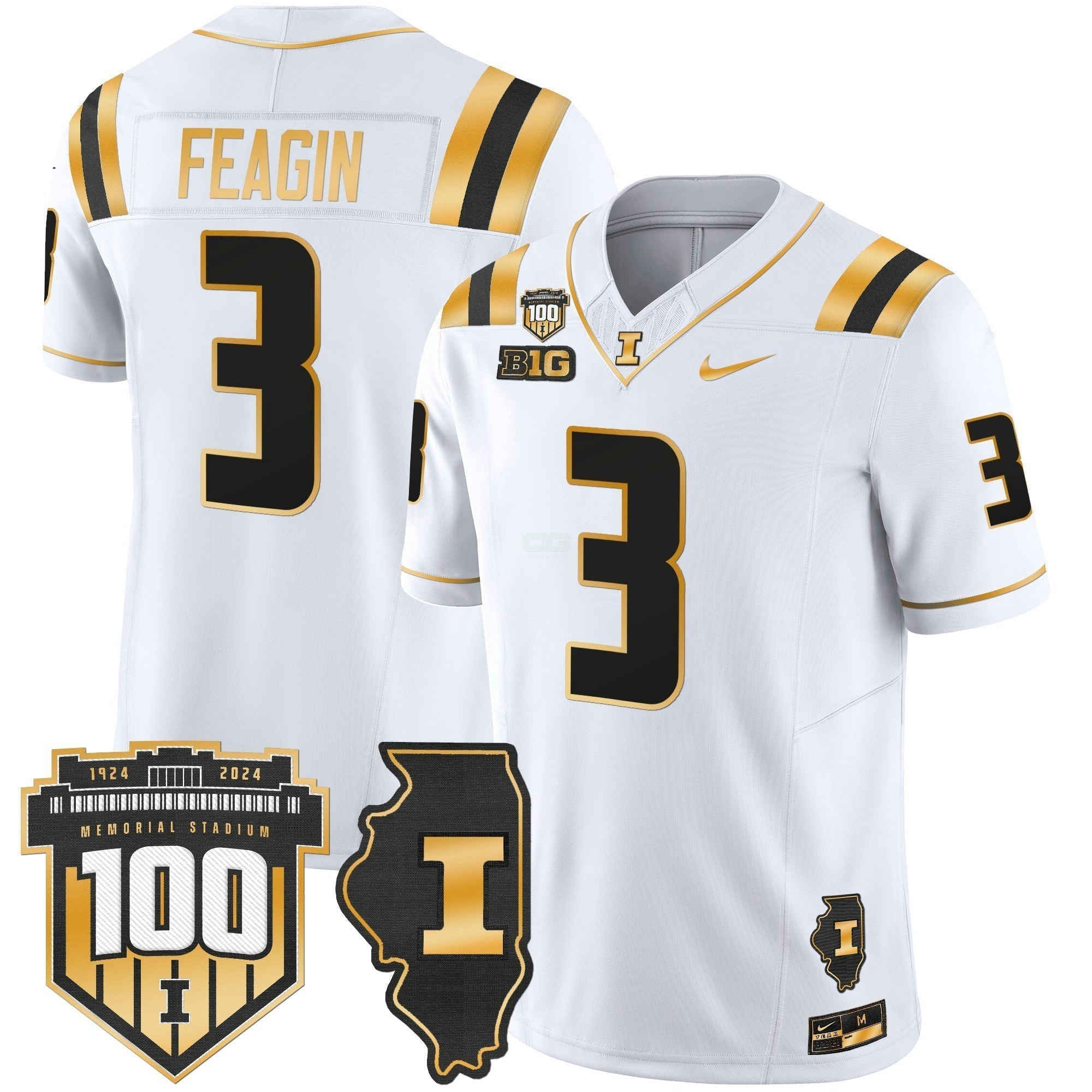 Camisa NCAA 100th Memorial Stadium Patch Dourada Vapor Limited Jersey
