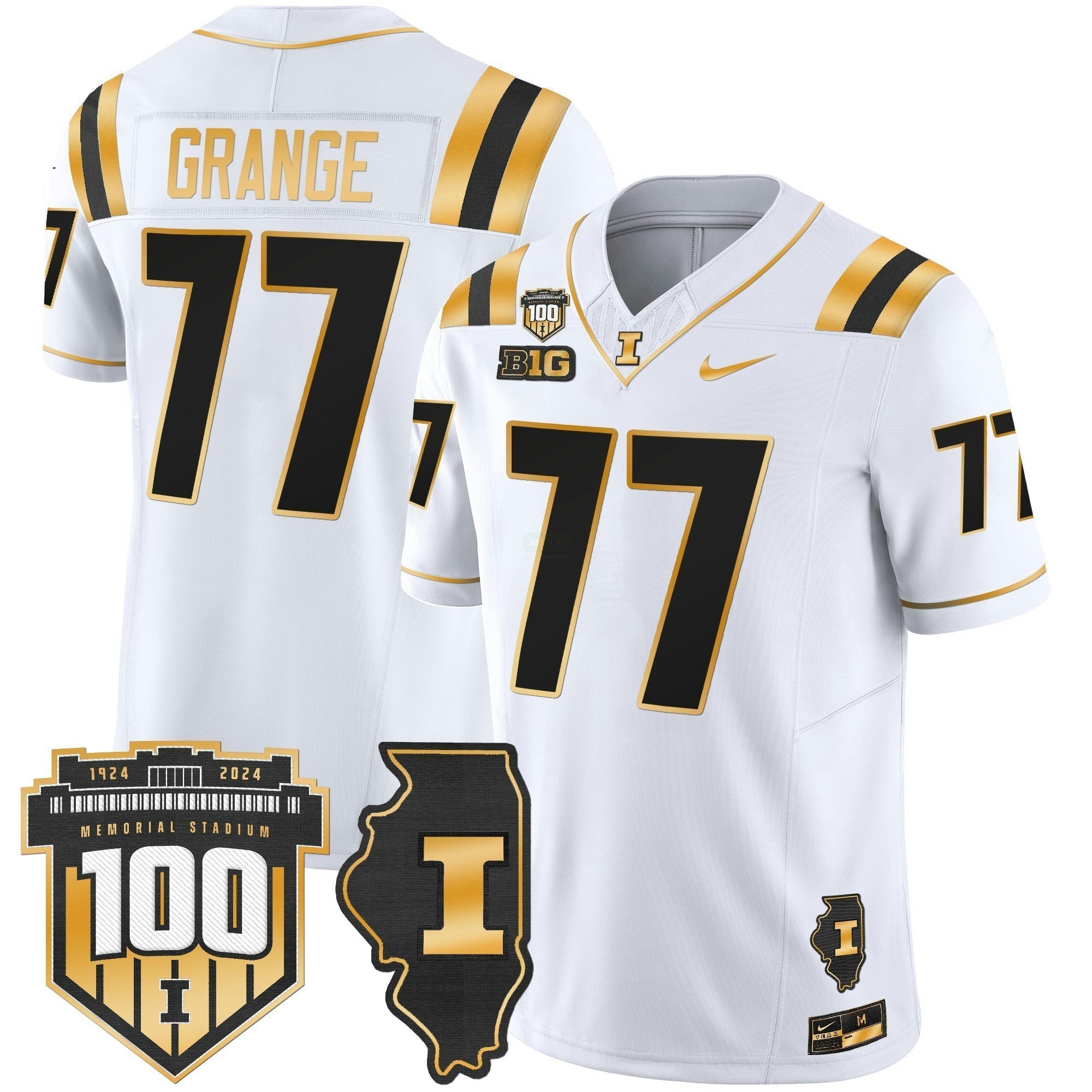 Camisa NCAA 100th Memorial Stadium Patch Dourada Vapor Limited Jersey