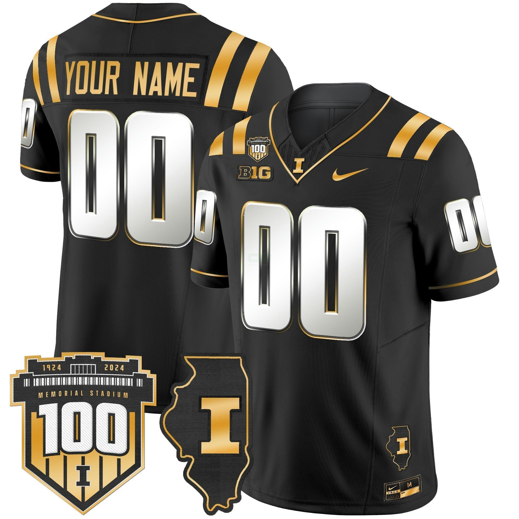 Camisa NCAA 100th Memorial Stadium Patch Dourada Vapor Limited Jersey