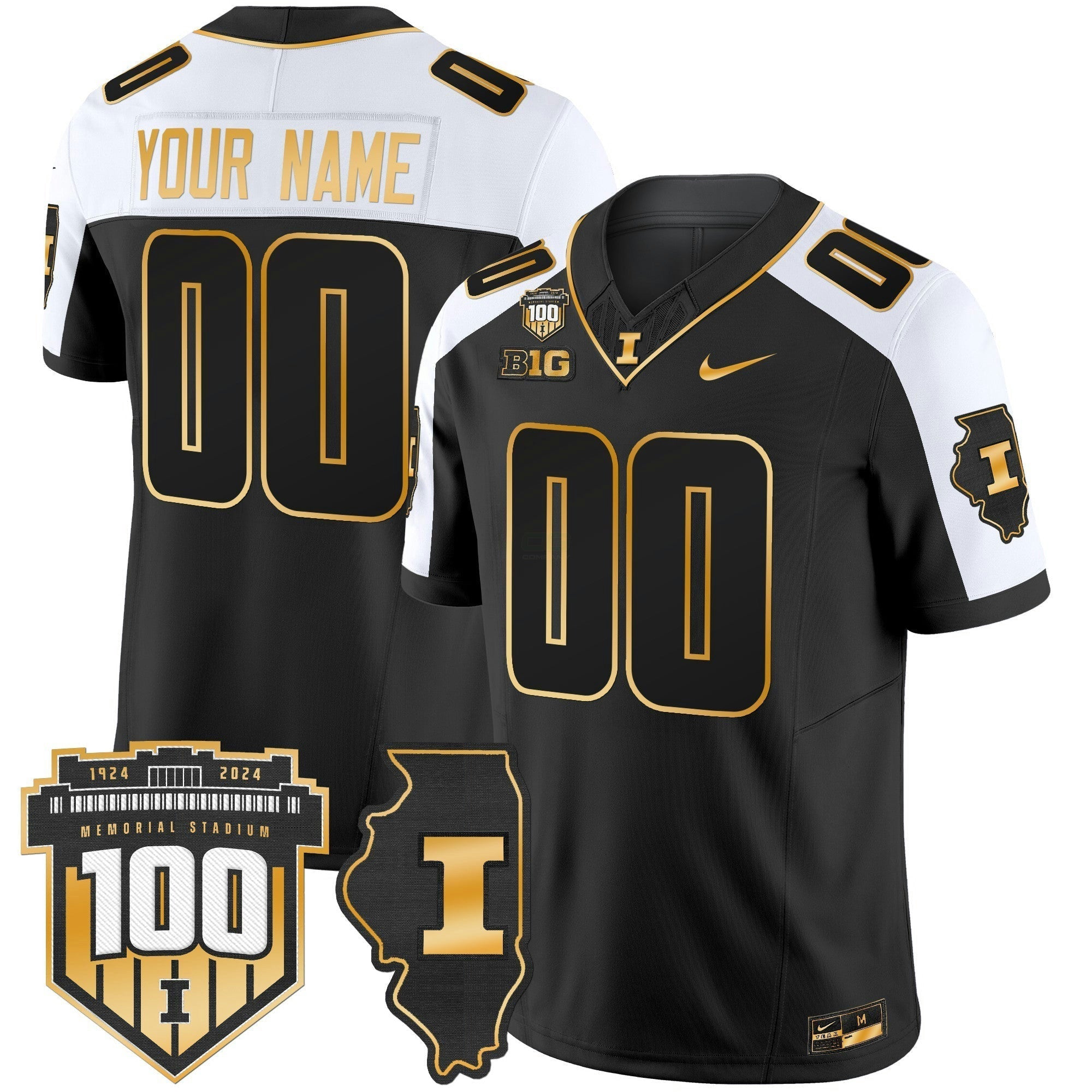 Camisa NCAA 100th Memorial Stadium Patch Dourada Vapor Limited Jersey