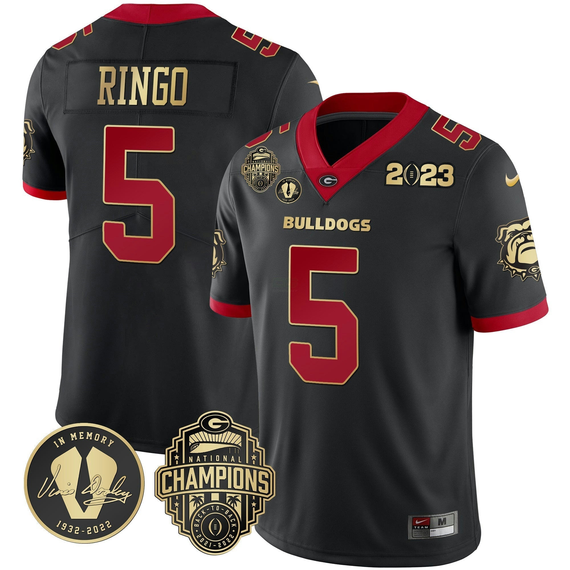 Camisa NCAA 2023 Champions & Vince Dooley Patch Jersey