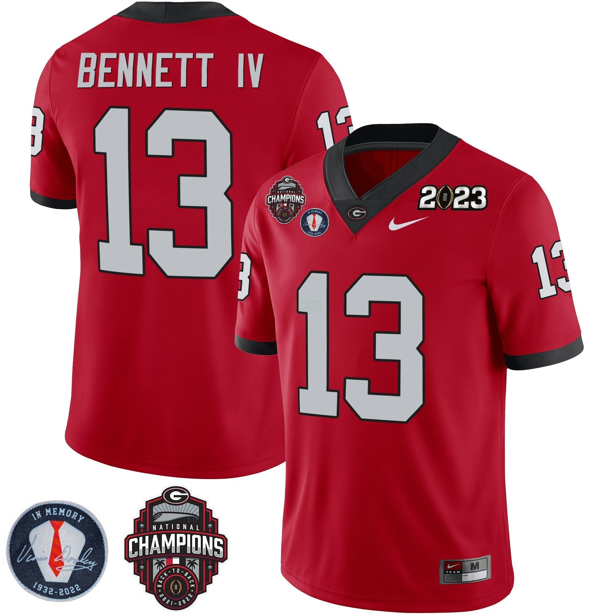 Camisa NCAA 2023 Champions & Vince Dooley Patch Jersey