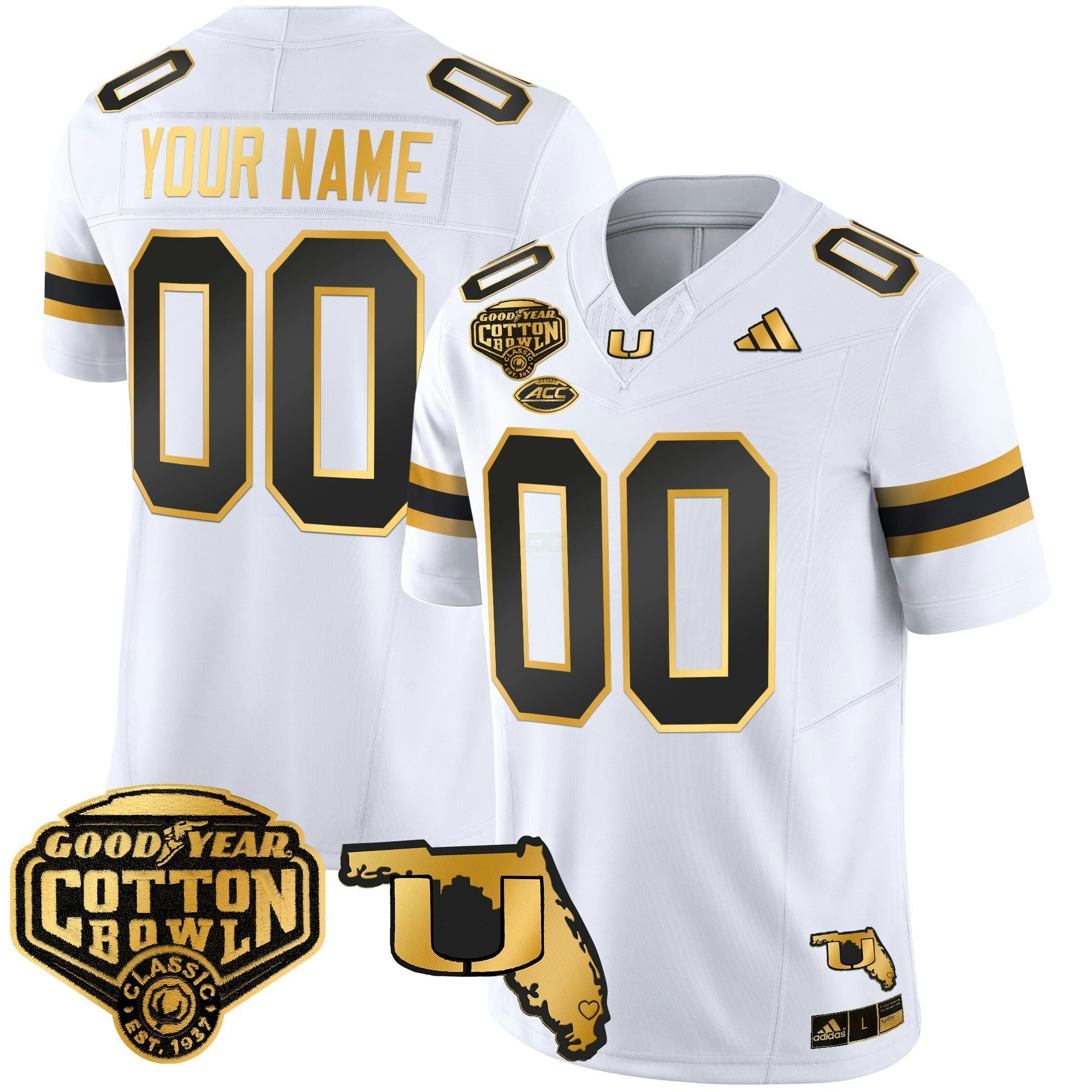 Camisa NCAA 2025/26 Cotton Bowl & Florida Patch Dourada Vapor Limited Jersey