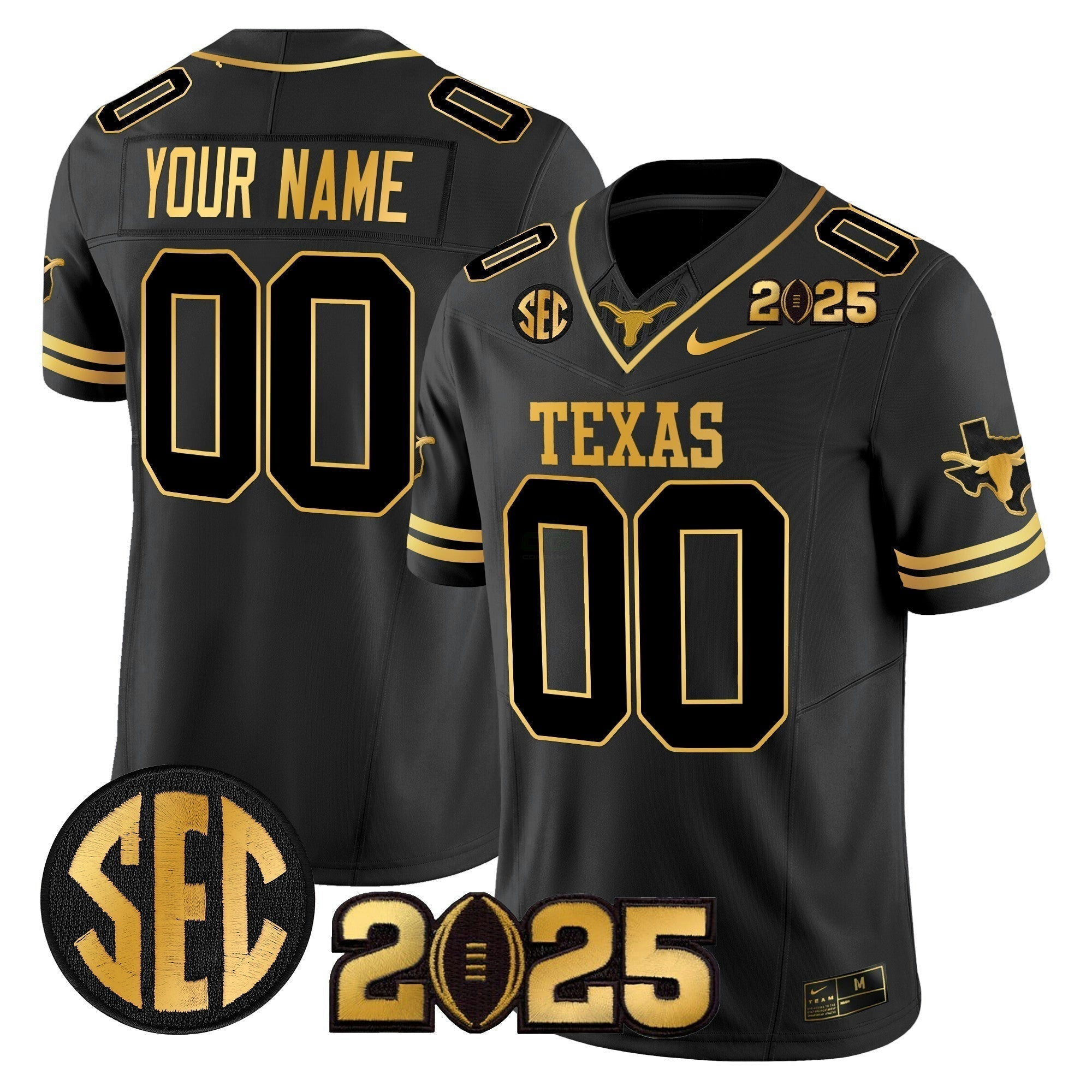 Camisa NCAA 2025 College Football Playoff Final Gold Patch Vapor Limited Jersey