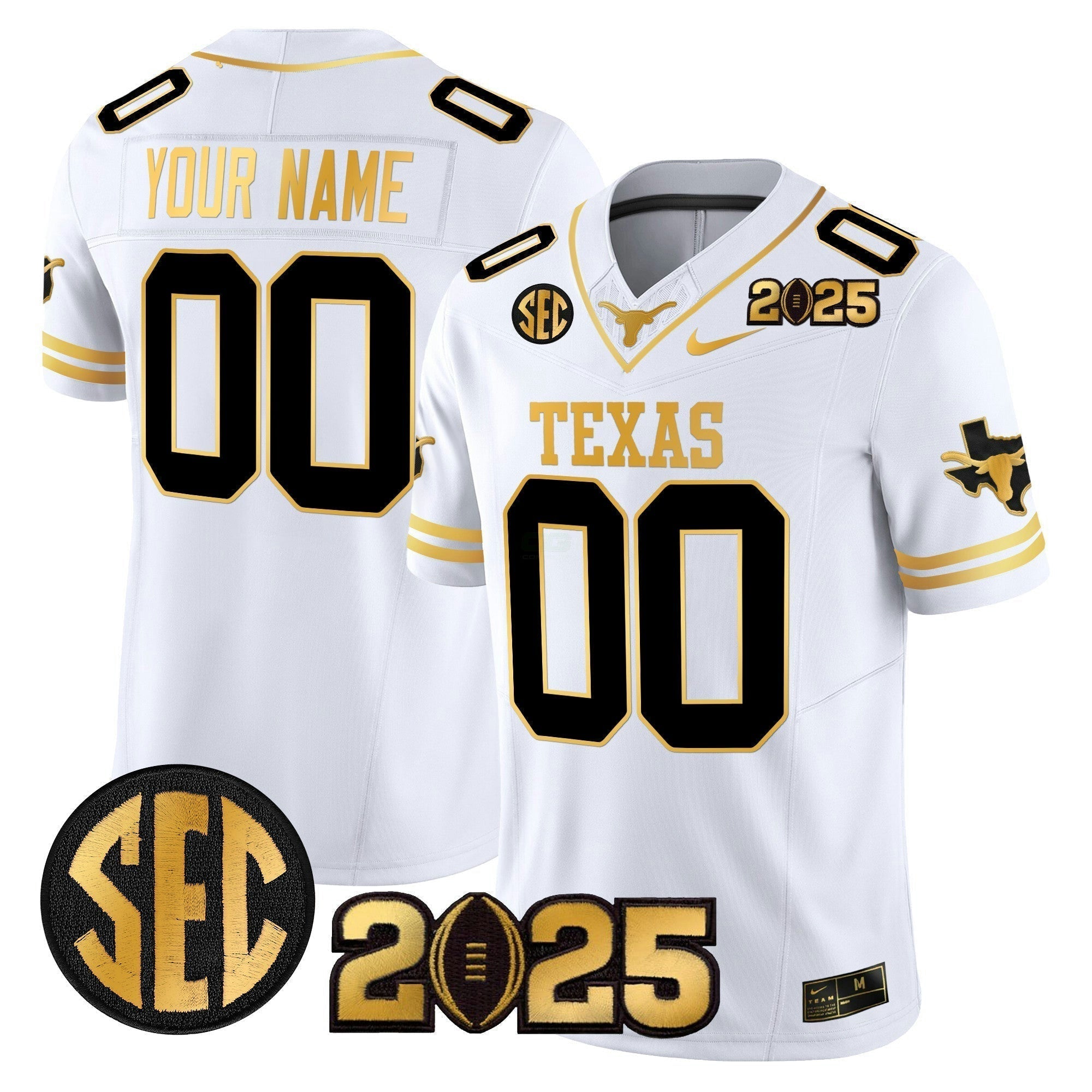 Camisa NCAA 2025 College Football Playoff Final Gold Patch Vapor Limited Jersey