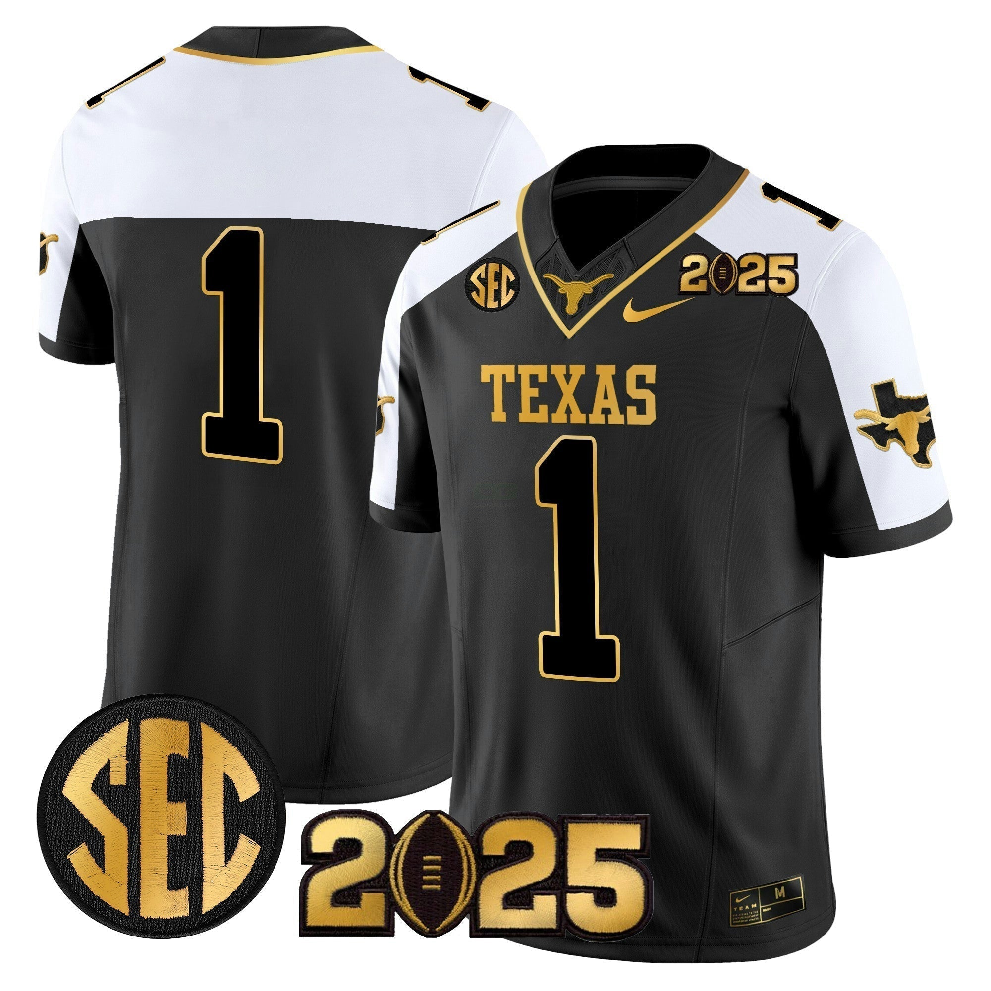 Camisa NCAA 2025 College Football Playoff Final Gold Patch Vapor Limited Jersey
