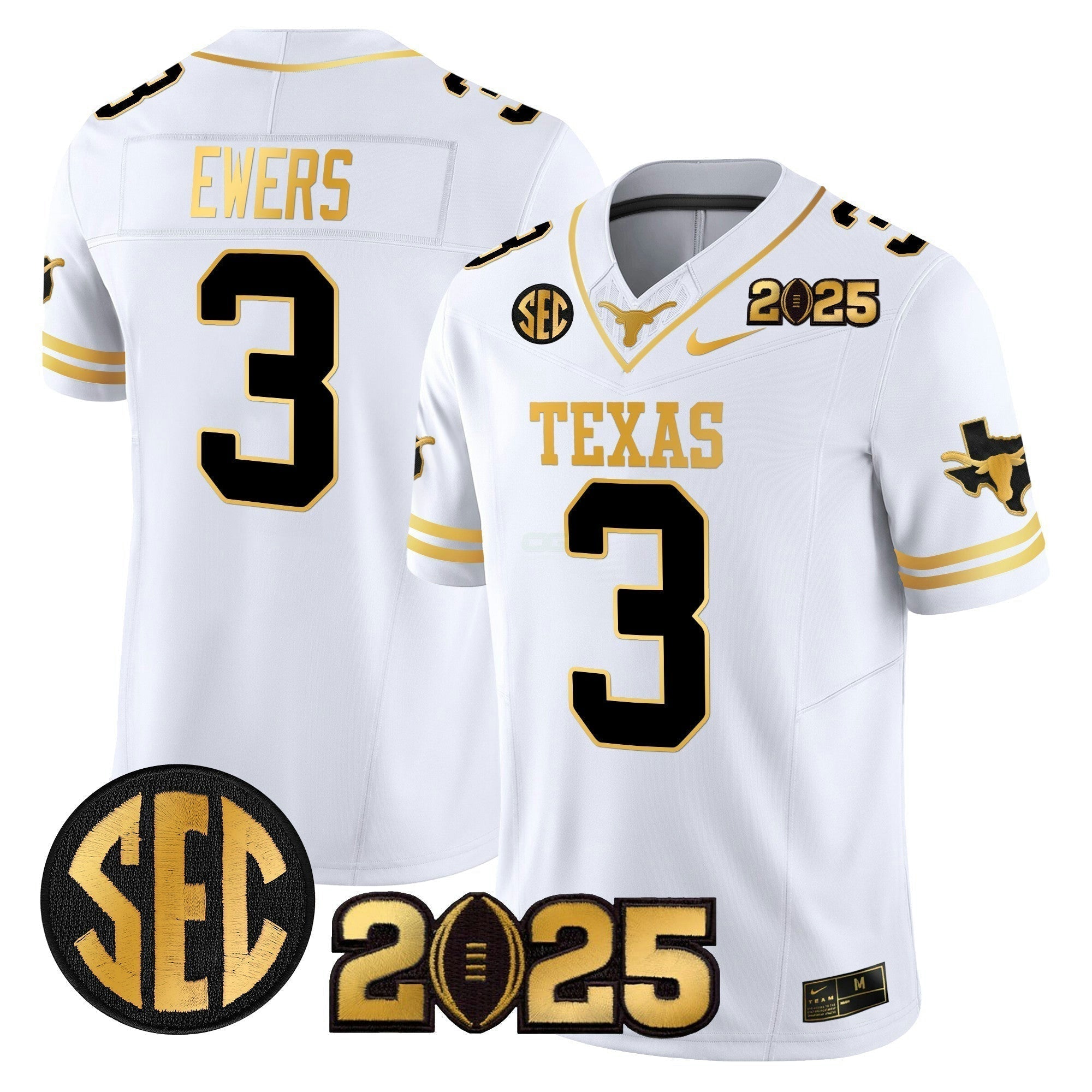 Camisa NCAA 2025 College Football Playoff Final Gold Patch Vapor Limited Jersey